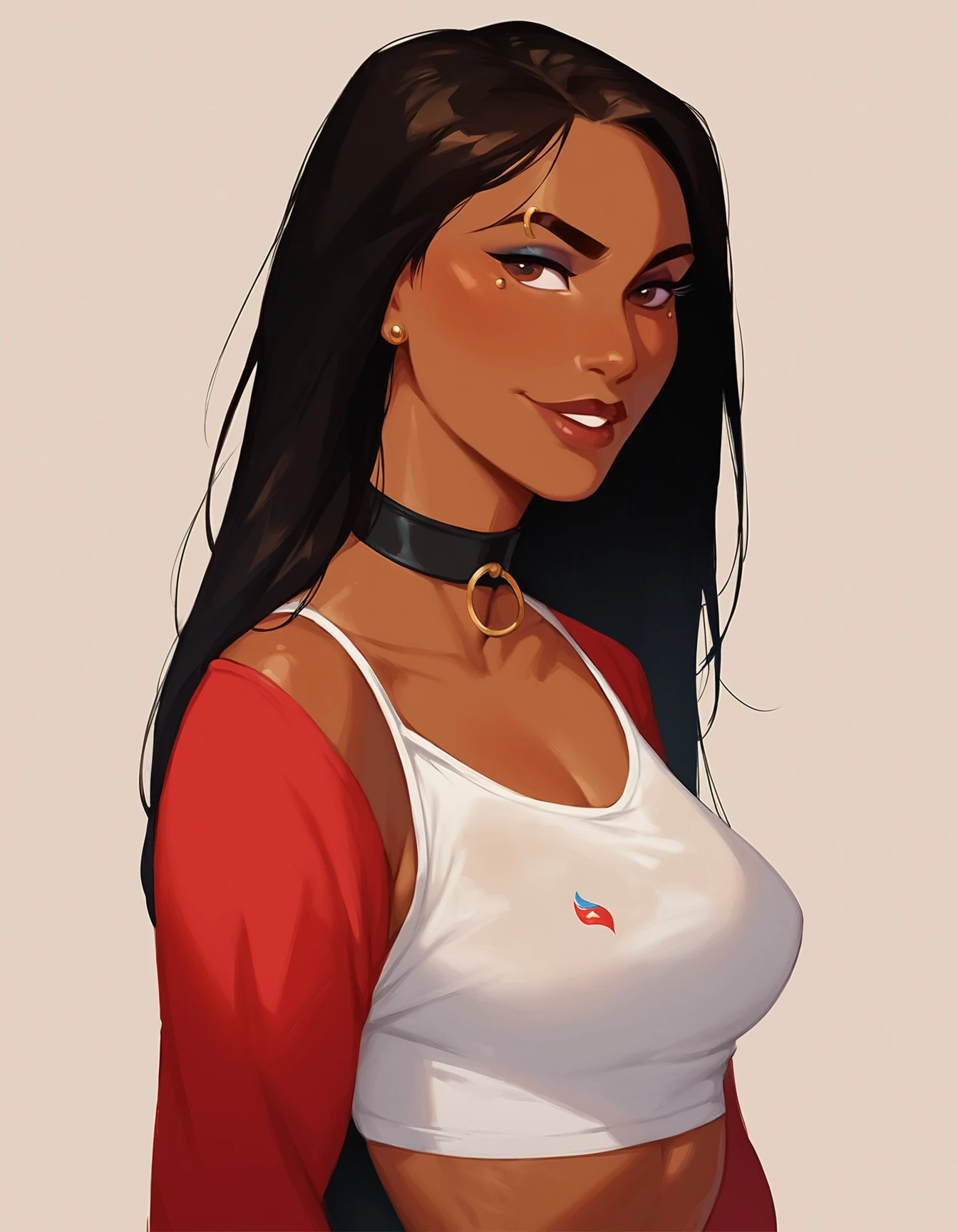 score_9, score_8_up, score_7_up, score_6_up, disney animation,
Indian girl, dark-skinned girl, brown hair, ((long hair)), ((bangs)), straight hair, piercings, choker, portrait, ((streetwear)), average tits, teardrop shaped tits, fit body, thin waists, beautiful, night neon lighting
<lora:Disney_Animation_Pony_v1:1> ,