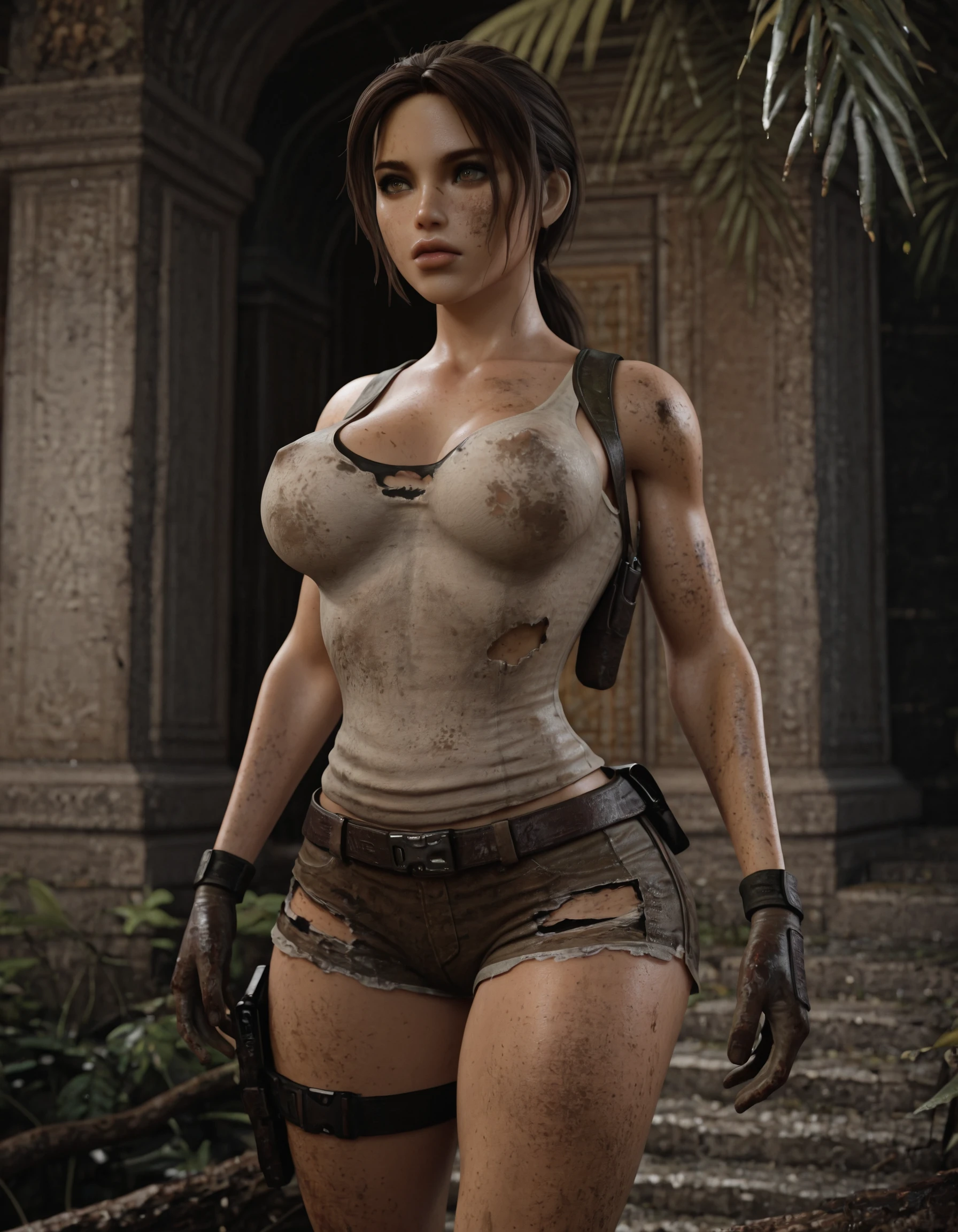 [LARA CROFT|QUIET (METAL GEAR)] head to toes full picture of body big-boobs hard tits leather zebea style