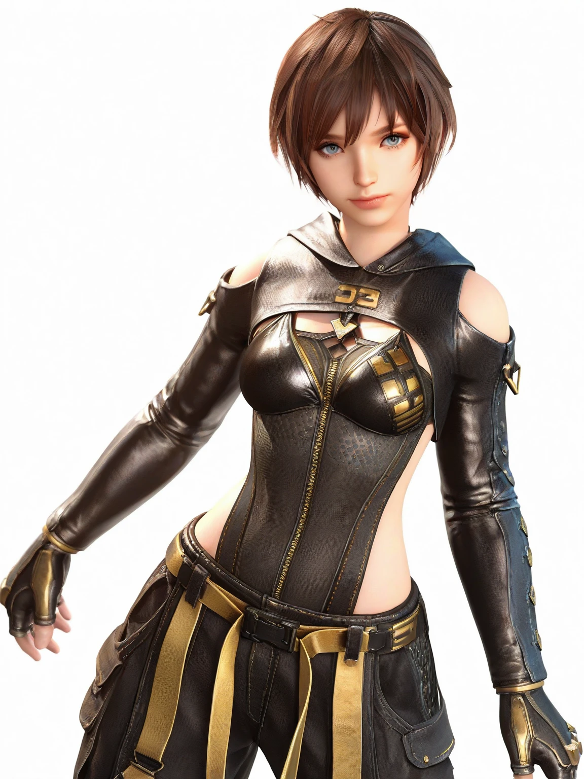 (masterpiece:1.2),( high quality:1.1),[anime style:realistic:25]
<lora:makuradajunko-nvwls-v1:0.8>makurada junko, turtleneck, white vest, sleeveless, high collar, belt, blue miniskirt, blank background ,blurry background,,(looking at viewer, standing, from above:1.1),, huge breast, large breast,<lora:add_detail:0.87>,
(lighting:1.1),