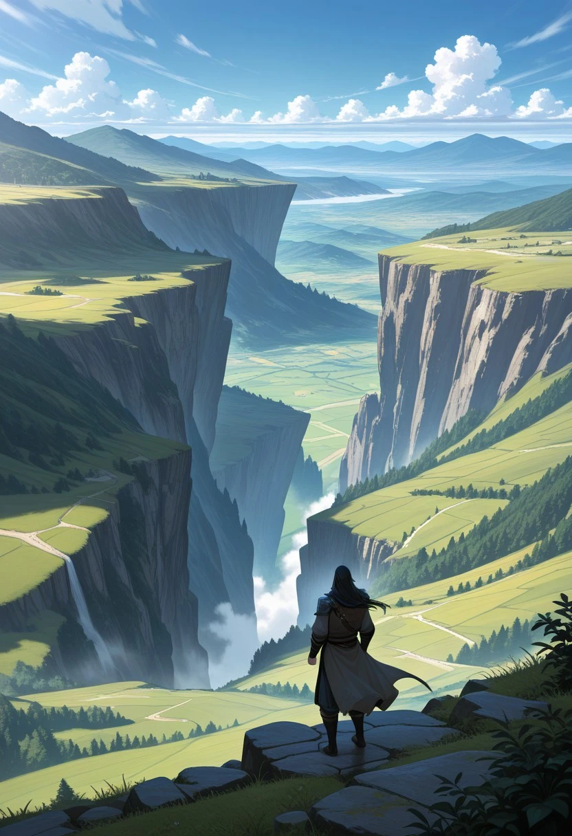 1boy, landscape, mythical, masterpiece, best quality, high quality, highres, absurdres,