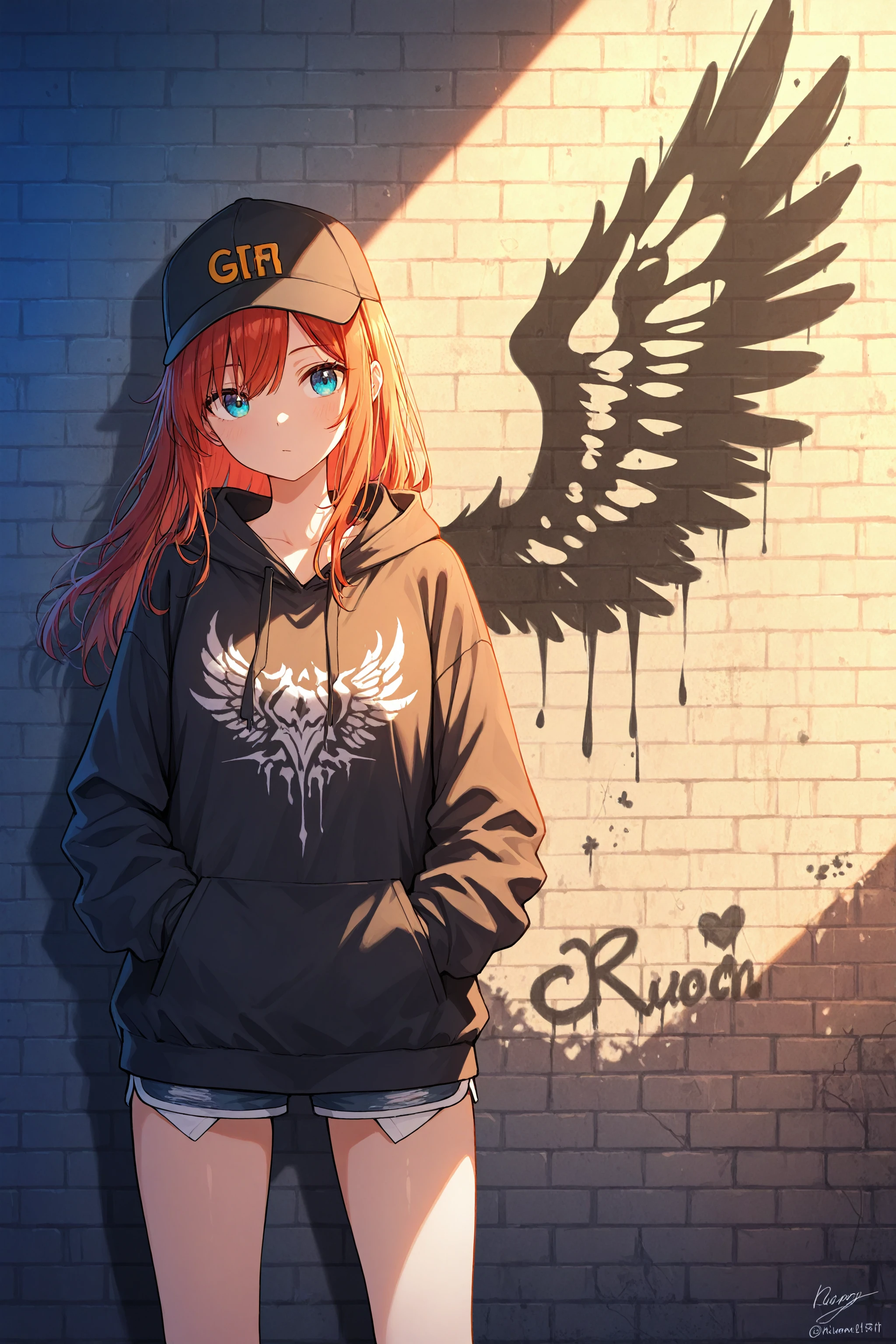 masterpiece, best quality, absurdres, safe
1girl, wings graffiti, brick wall, baseball cap,
<lora:angel_with_a_shotgun_il_5_d16:1>