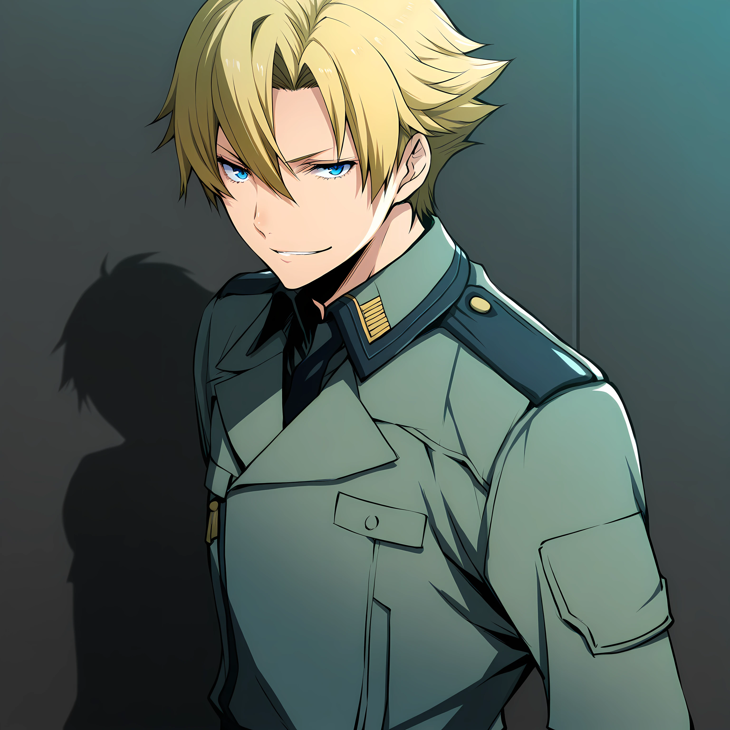 katsumi_enami_style, 1boy, short hair, blonde, blue eyes, looking at viewer, military uniform, smirk, city background,
<lora:XL-KatsumiEnamiStyle-ILXL:1>, (masterpiece),(best quality),(ultra-detailed),(best illustration),(best shadow),(absurdres),(detailed background),(very aesthetic),
