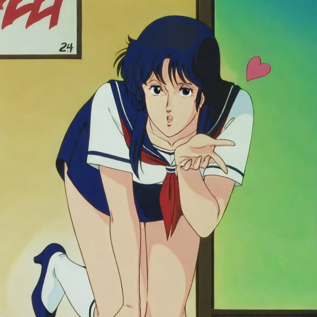 Opening mouth, sticking out tongue, giving a blowjob, milky liquid, facial bukkake, Yukari Koshikigi,One girl,alone,retro artstyle,White Background,ponytail,twin braids,Bunny girl simple background,Redhead,1990s (style),Long Hair,Brown eyes,Head tilt Big breasts Thighs Sailor uniform Naked lower body No skirt