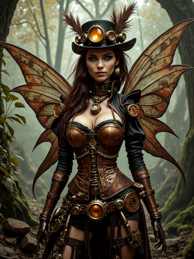 A steampunk fairy woman in the forest.
stmpnkCE_style