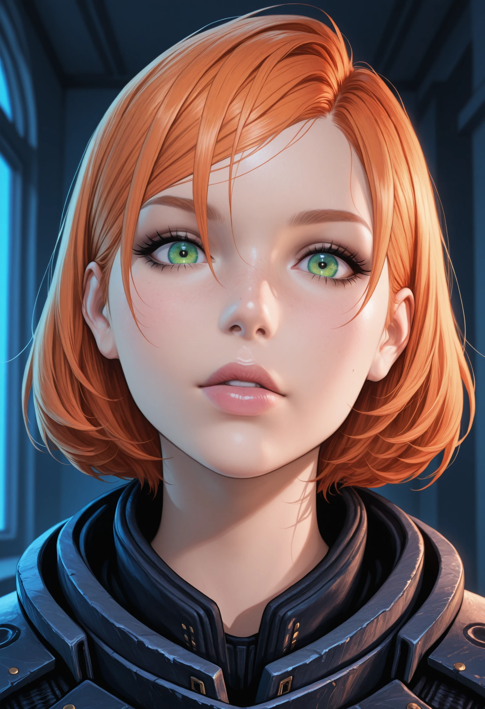 masterpiece, very aesthetic, best quality, absurdres, newest,
<lora:ILMEFShepard:1>
MEFShepard, 1girl, orange hair, short hair, green eyes, looking at viewer, portrait