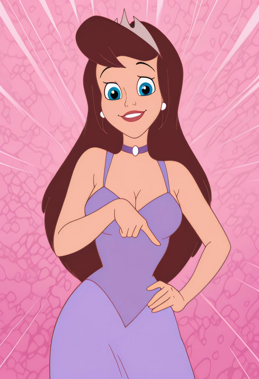 A tall sexy sensual woman big breast long wavy brown hair her purple eye pink lip she wears pink bra belly dancers and her light pink skirt wearing red arabic boot