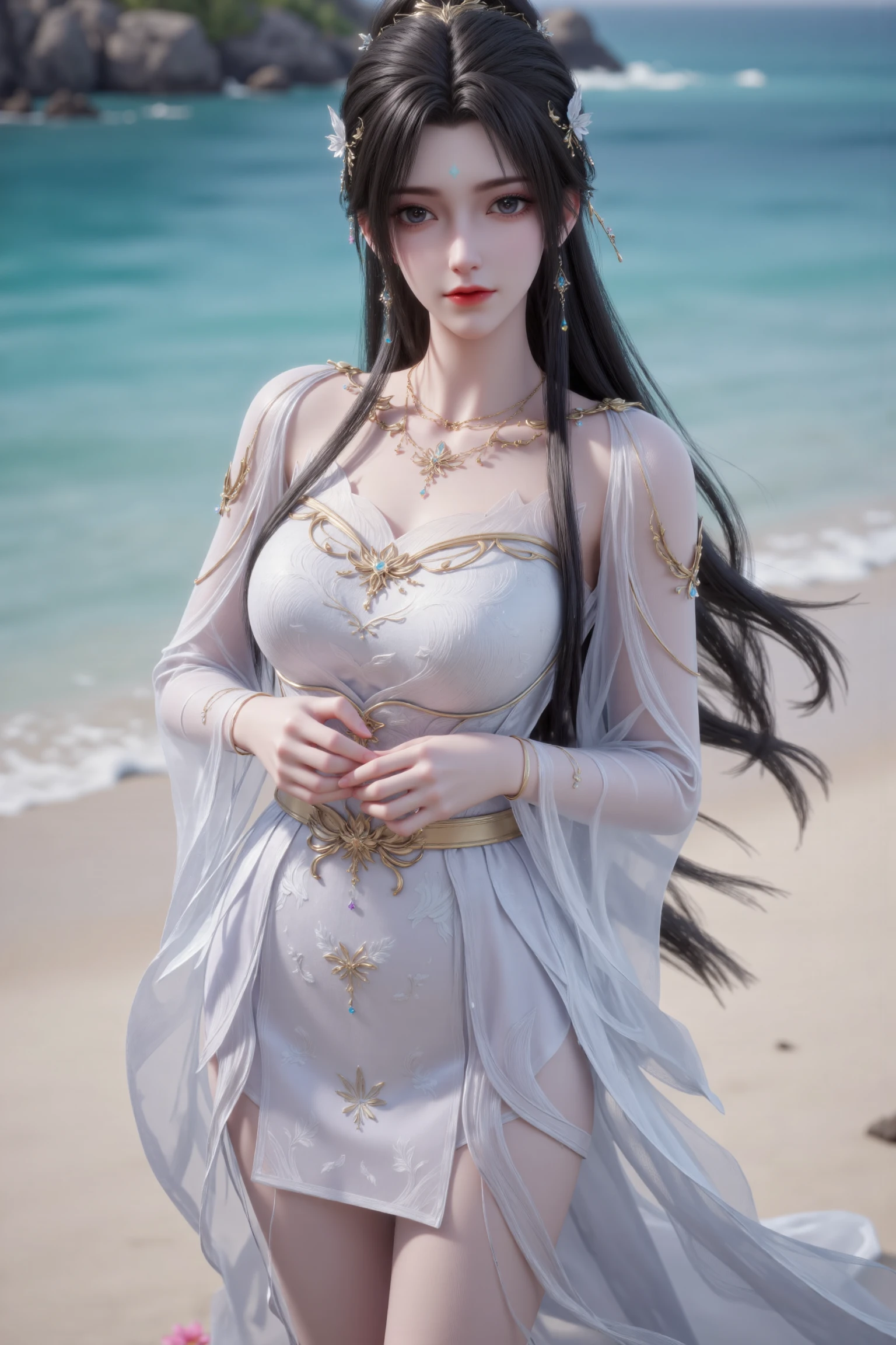 ((dark fantasy)), ((wavy hair, pale skin),((light blue eyes)), freckles, warm light,( 16 years old),busty,Glamour,Gorgeous,monochromes,erotic posing,Dynamic Posing,Arrange Pose,Dramatic,Cinematic,Detailed background, Dynamic Angle,From the angle of the film,Gothic background, Dark fantastic view,Best Quality,masutepiece,8K,The ultimate detailed dark background, Top image quality、RAW photography、超A high resolution,cropped shoulders, overall look is very erotic、Shot for one person only, model shoot, Large round chest, Beautiful Eyes of Details、Very slender eyes、Beautiful eyelashes、Very slim physique, with blush cheeks