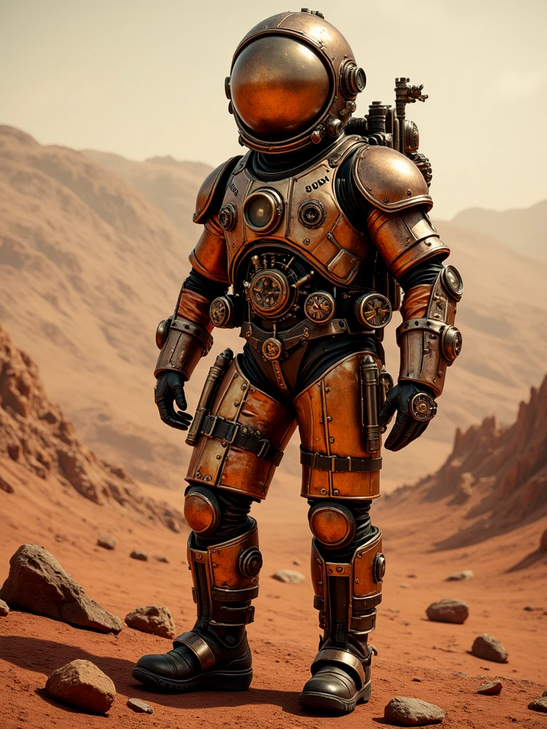 A steampunk astronaut on the surface of Mars.
stmpnkCE_style