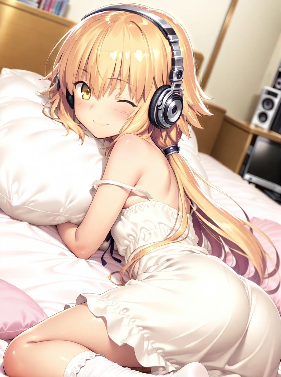score_9, score_8_up, score_7_up, TsunomakiWatame, sheep horns, long hair, ahoge, t-shirt, bottomless, black panties, lace, stretching, sleepy, messy hair, indoors, bedroom, <lora:CHAR-TsunomakiWatamePonyXL:1>