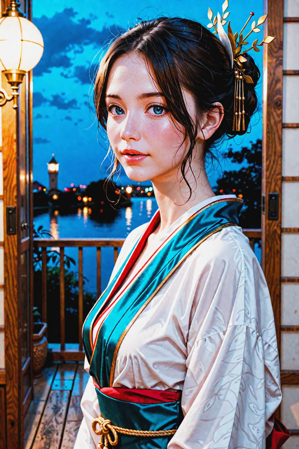 masterpiece, realistic, photo realistic, newest, high quality, highres,
1girl, solo, looking at viewer, scholar costume,
<lora:dmd2_sdxl_4step_lora:1>, blue lighting, night,
