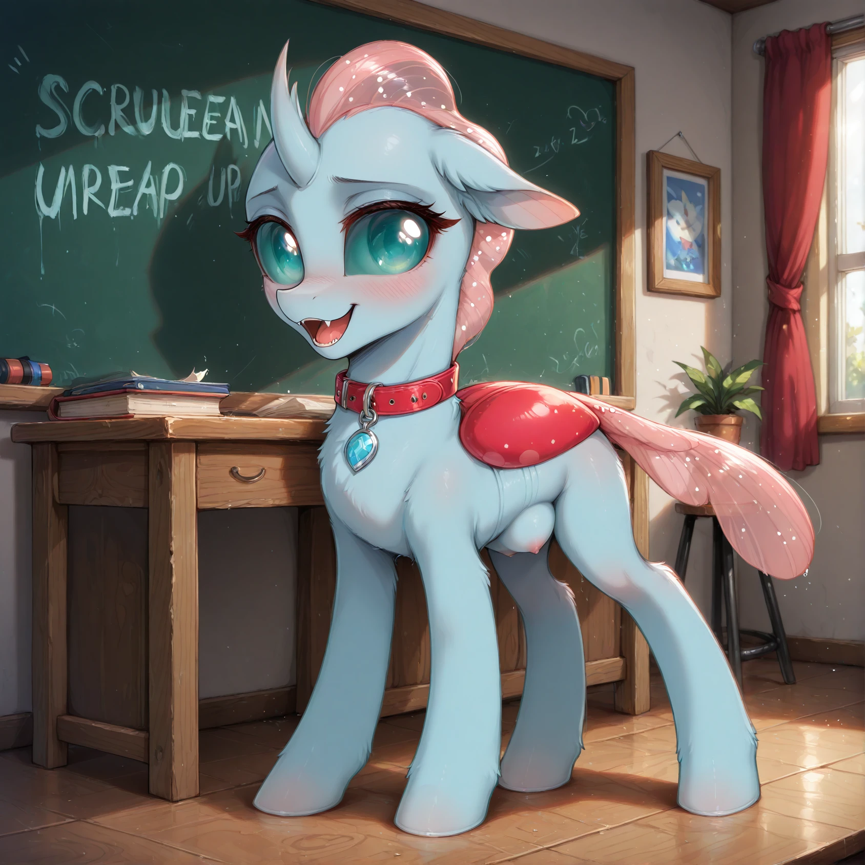 score_9,score_8_up,score_7_up,score_6_up, ((my little pony)), wet cameltoe, (sexy body), standing pony, (school uniform), lot of bows, panties, striped stockings, seductive perky big butt, behind view, ((shining armor)), radiant lighting, vibrant colors, whimsical atmosphere, 8K, high resolution, highly detailed, masterpiece, ((young pony))