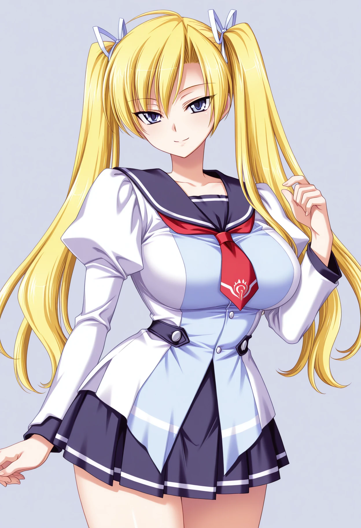 Lucy Hartfilia, 1 Girl, Solitary, Blonde hair, Brown eyes, Long hair, earrings, jewelry, Smile, hair black ribbon, nun, show underwear