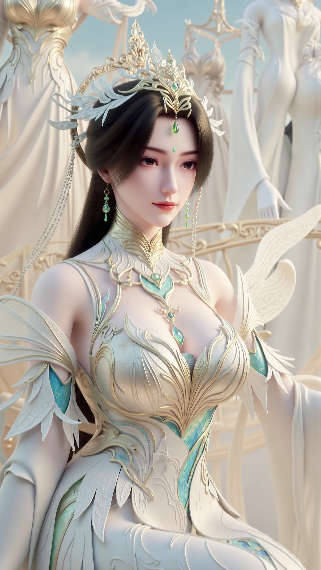 Close-up of a woman in a veiled costume, a beautiful fantasy empress, extremely detailed goddess shot, ((a beautiful fantasy empress)), beautiful and elegant elf queen, Japanese goddess, Goddess. Extremely high detail, Princesa chinesa antiga, Beautiful goddess, a stunning portrait of a goddess, gorgeous chinese models, a stunning young ethereal figure, Beautiful rendering of the Tang Dynasty
