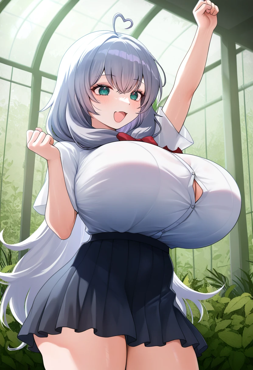 Anonymous(Blue Archive),One girl,alone,Yellow-green halo,Super huge breasts,View your viewers,near,stand up