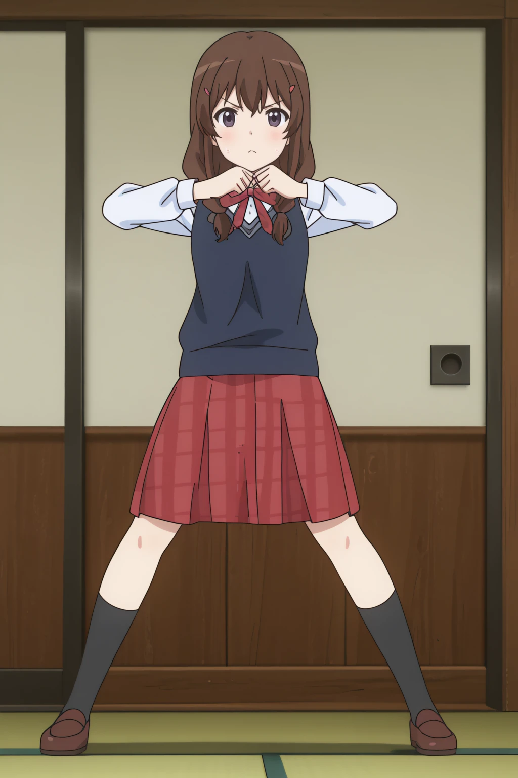 ((mature female, masterpiece, mistress, goddess)),((masterpiece: 1.2)),ultra-detailed, ultra high res, high quality, 4K, solo, 1girl,extreamly delicate and beautiful,illustration,masterpiece,(illustration),(highres),white short sleeve shirt,skirt,sock,fullbody.dancing