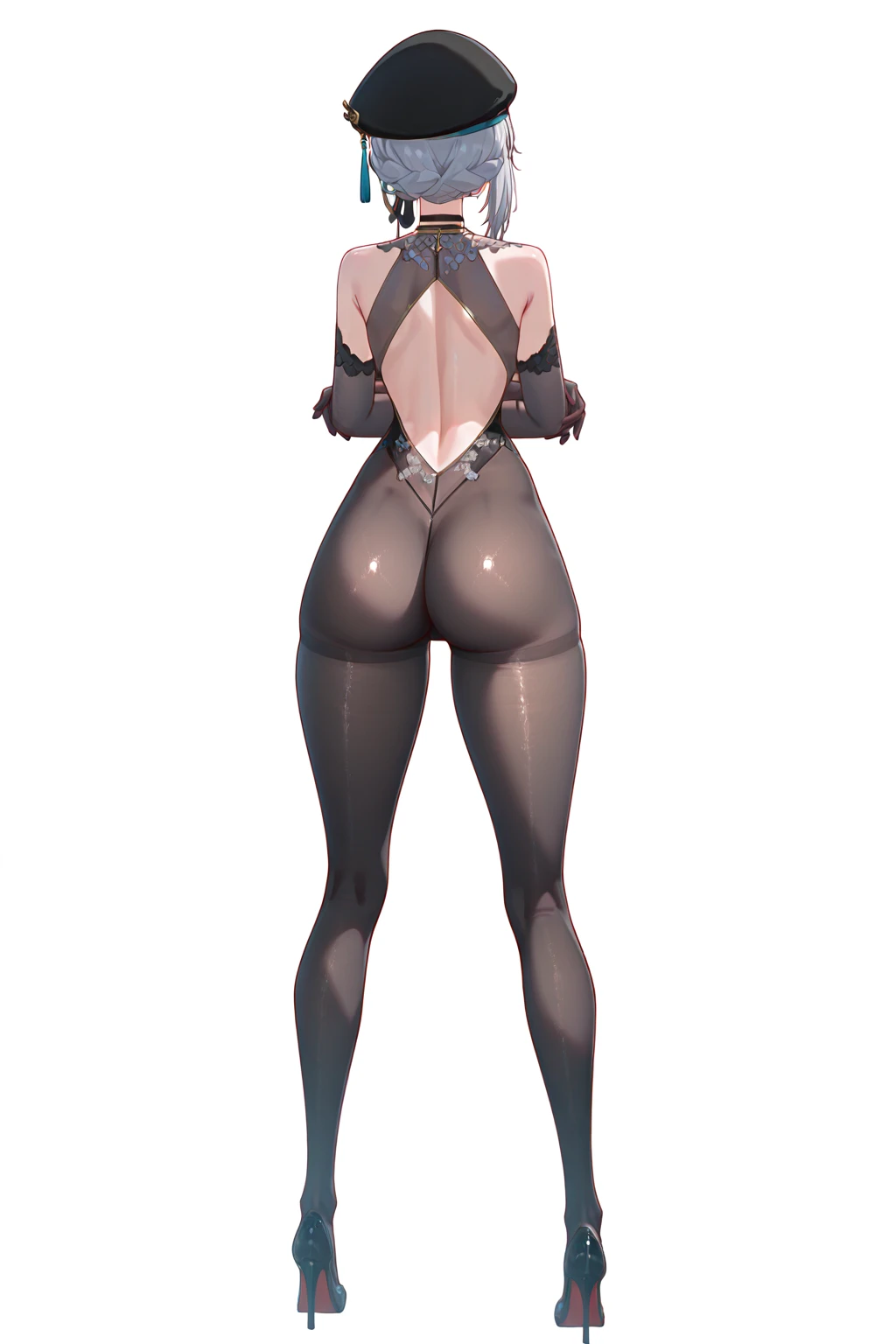 Anime girl elf breast expansion ass expansion leather clothes high definition