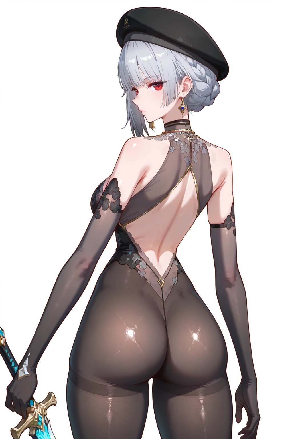 Female, ((human torso)), huge breasts, wide hips, ((separate side view)), (( separate Front view)), ((separate Back View)), nude, robotic limbs, blank background