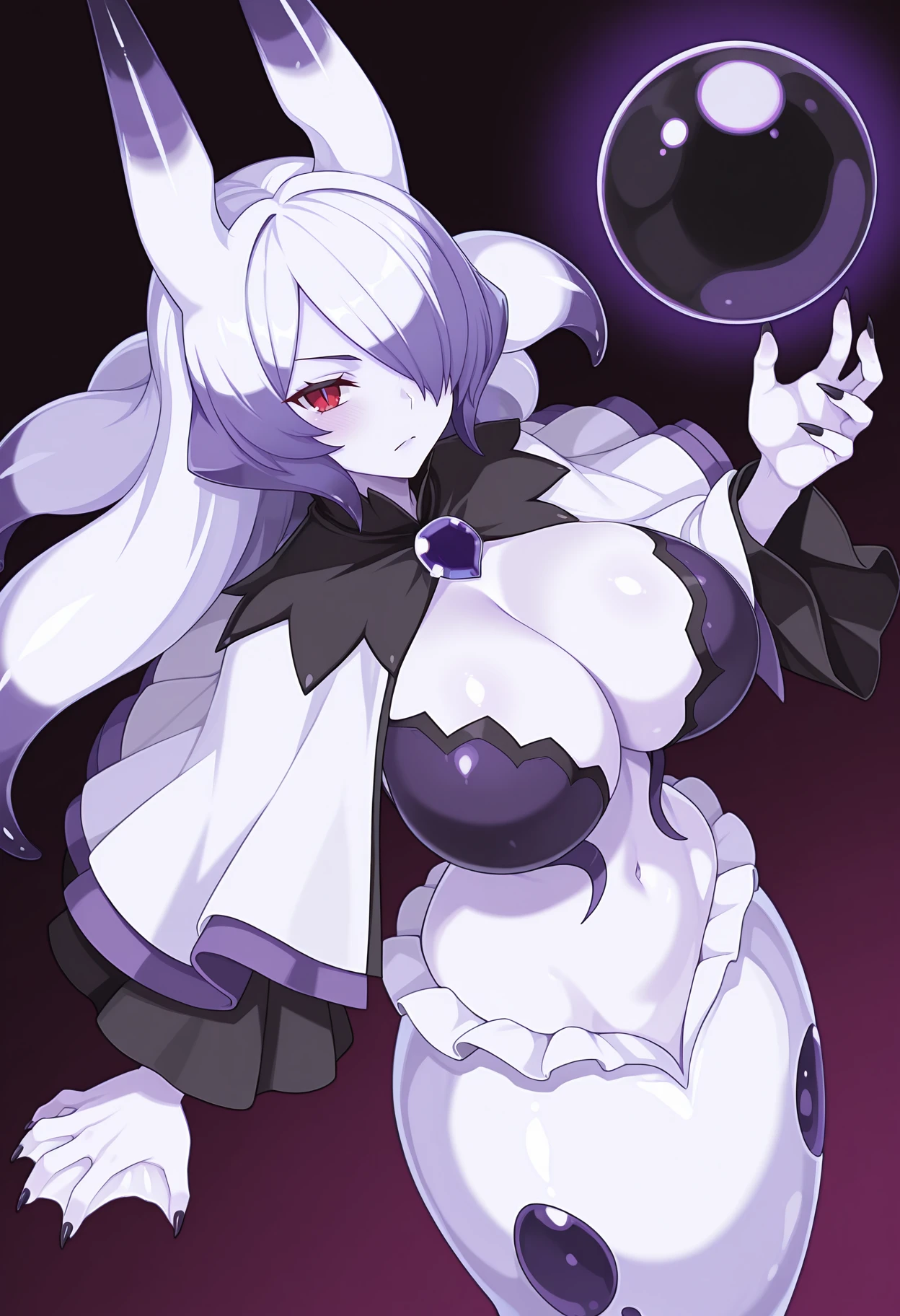 ((shylily)), Masterpiece, 1girl,solo,huge breasts, ghost costume , (hitodama) ,night, tombstone, graveyard,,, long sleeves, very long sleeves, , ghost, pale skin,, off shoulder, cleavage, no bra, (((extremely long hair))), lying by tombstone, bare legs, shredded tattered clothes, curvy wide hips, massive breasts, chubby thighs, (((beautiful anime eyes))), japanese temple, from above, full lips, beautiful mature face, MILF