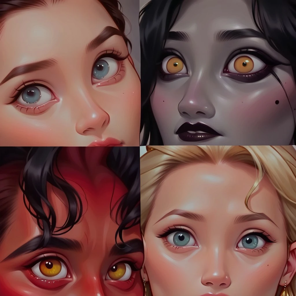 score_8_up, multiple girls, multi-eye-focus, square format, beautiful, 2d, volumetric lighting, masterpiecemulti-eye-focus, multiple people/girls/boys/monsters, eye focus, multiple panels, square format,