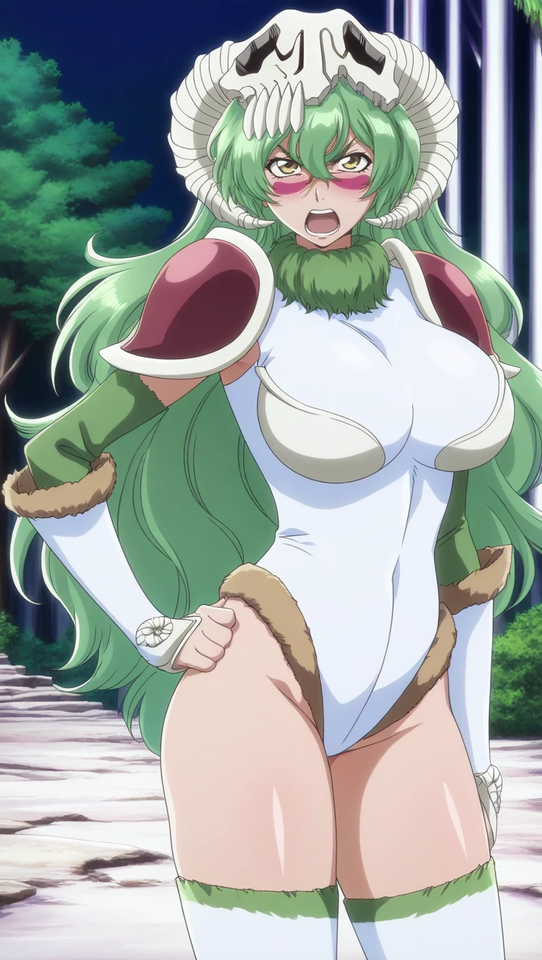 score_9, score_8_up, score_7_up,,BREAK source_anime,(from front,breast below view),,mediumshot,sitting,looking at viewer,selfie, 1girl, celes chere, final fantasy.blonde hair, blue eyes, (ultra micro bikini,green bikini),large breasts,cleavage,pointy breasts,, white cape, vambraces,bracer, very long hair, bangs, closed mouth,(tundere,,bulsh),indoor, (best quality),(aesthetic,very aesthetic),masterpiece, highres, (anime screenshot:0.5),,graceful posture,lean but curvy body, slender waist, round hips,