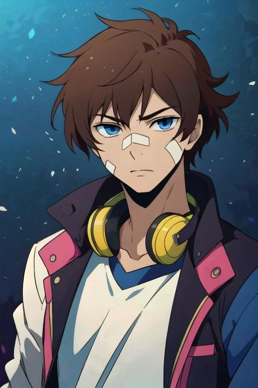 masterpiece, best quality, wallpaper, 1boy, solo, male focus, looking at viewer, upper body, , anime coloring, realistic, <lora:nice_hamatora:0.68>, nice_hamatora, brown hair, blue eyes, , science fiction hardboiled, 16k resolution