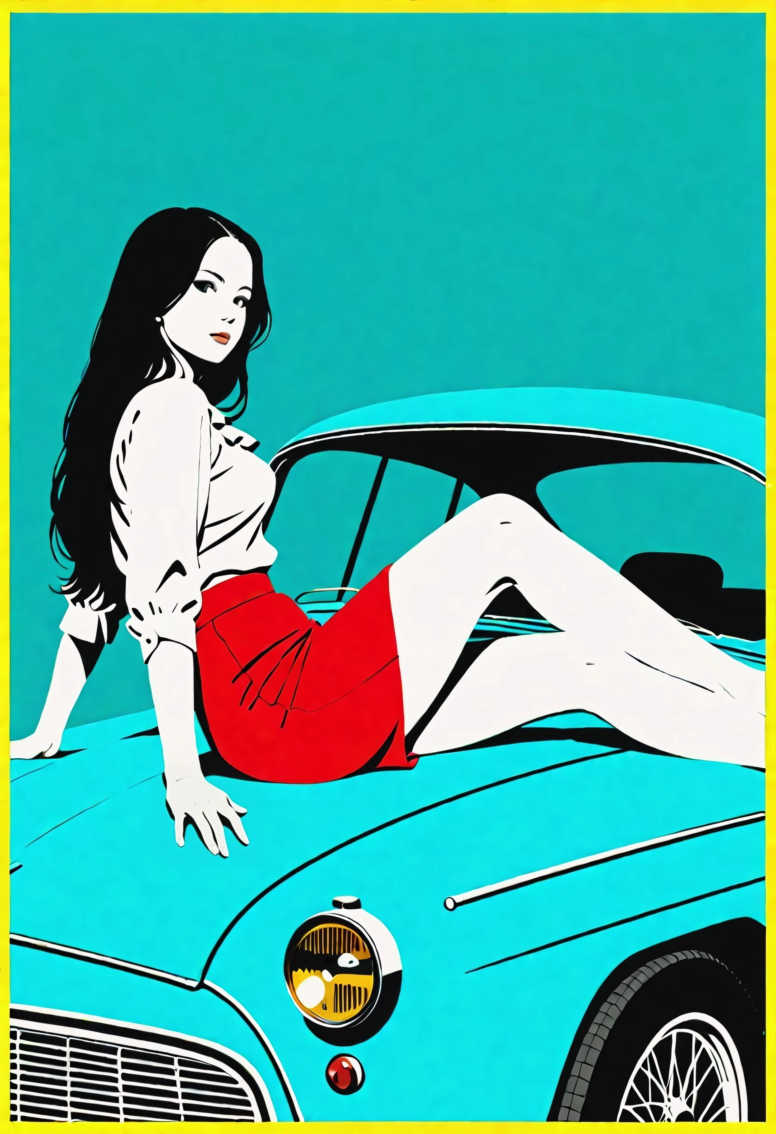 Mulher pinup, scifi vintage, black hair, leather, Nylons, cenario scifi, Planeta futurista, brown eyes, black bikini top, superhero, muscles, golden thong bottom, muscular, sexy, Mulher pinup, Mulher pinup, 1950s, comic, comic style,