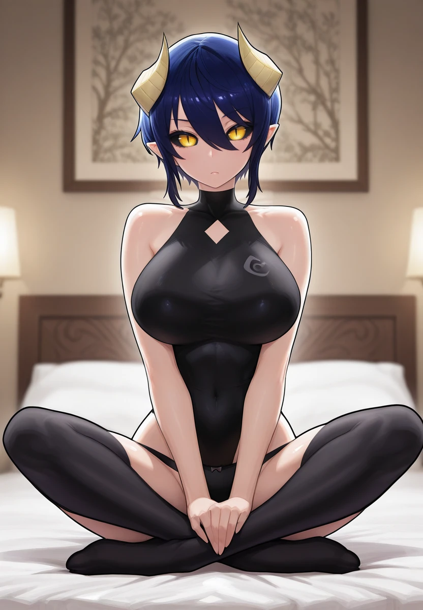 (( close、16k、highest quality、Attention to detail、Rich skin detail, nsfw、Loli))、 (Beautiful Eyes)、((Small breasts)), ((Sweat、Hands behind head、Both armpits))、(Yellow Eyes)、((((flipped hair、Blue Hair、Short Hair、long sideburns、Ahoge)))), (((Black leotard、Black knee socks、Gold decoration)))、(((big white beret)))、 ((blush))、(Wide Hips、Thick thighs)、:d、((((Embarrassing))))、((dark prison))、Shinra All Things
