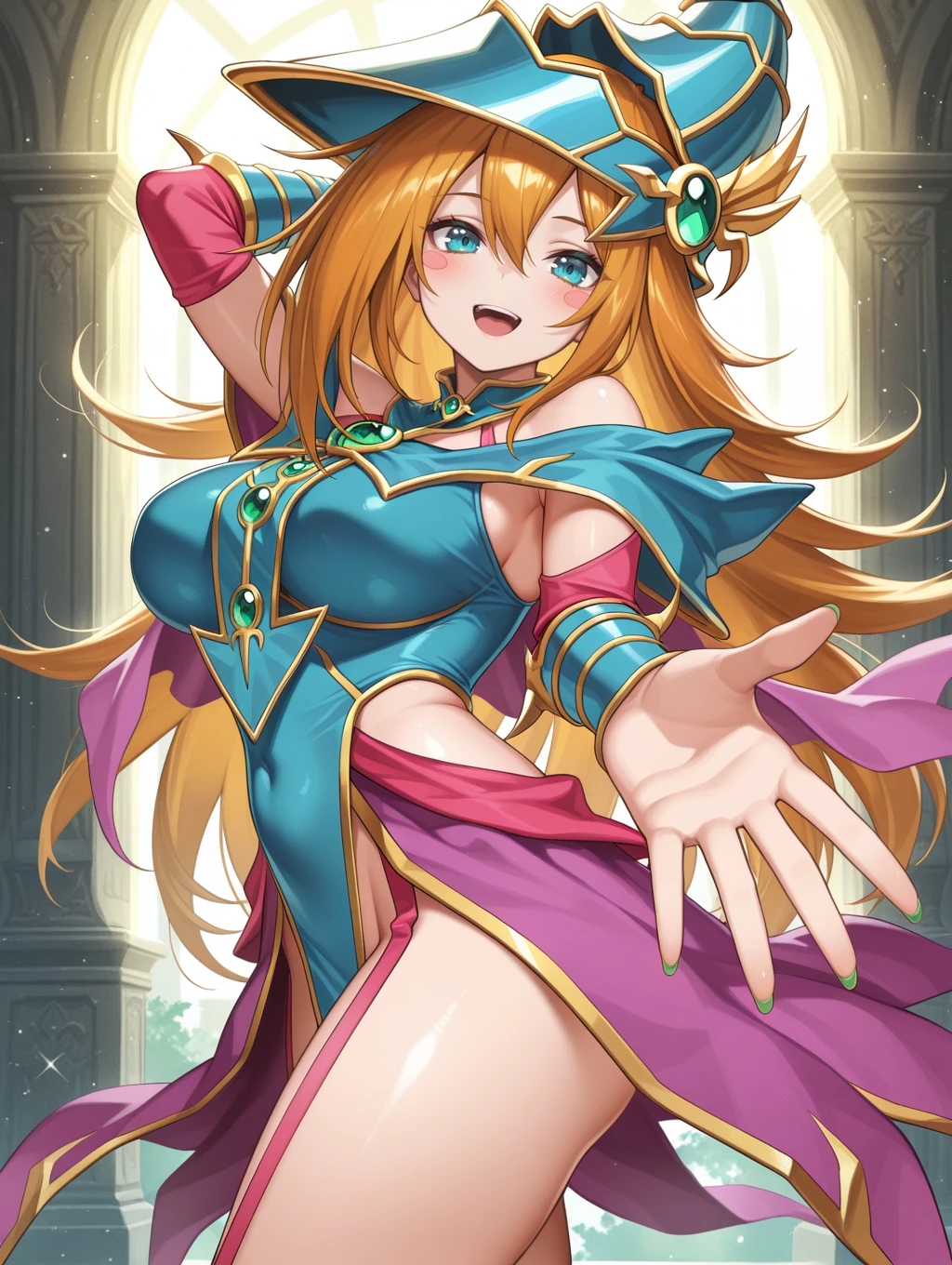 Highest quality, 8k, (One Girl:1.3, Full body portrait),(((Big Breasts:1.1))), (Colorful illustration:1.4), (masterpiece, Highest quality, Official Art), ((Very delicate and beautiful)), ((Gorgeous dancing girl costume、Gold embroidery, Face Veil, See-through harem pants)), ((Smiling dancing girl)), ((Stand on a circular stage)) , (Sweat flying), (Sexy and dynamic dance), (((Male crowd in the background))), Tavern, (Shining jewels on the waist and chest, bracelet, Decorative collar), ((Twin tails)),