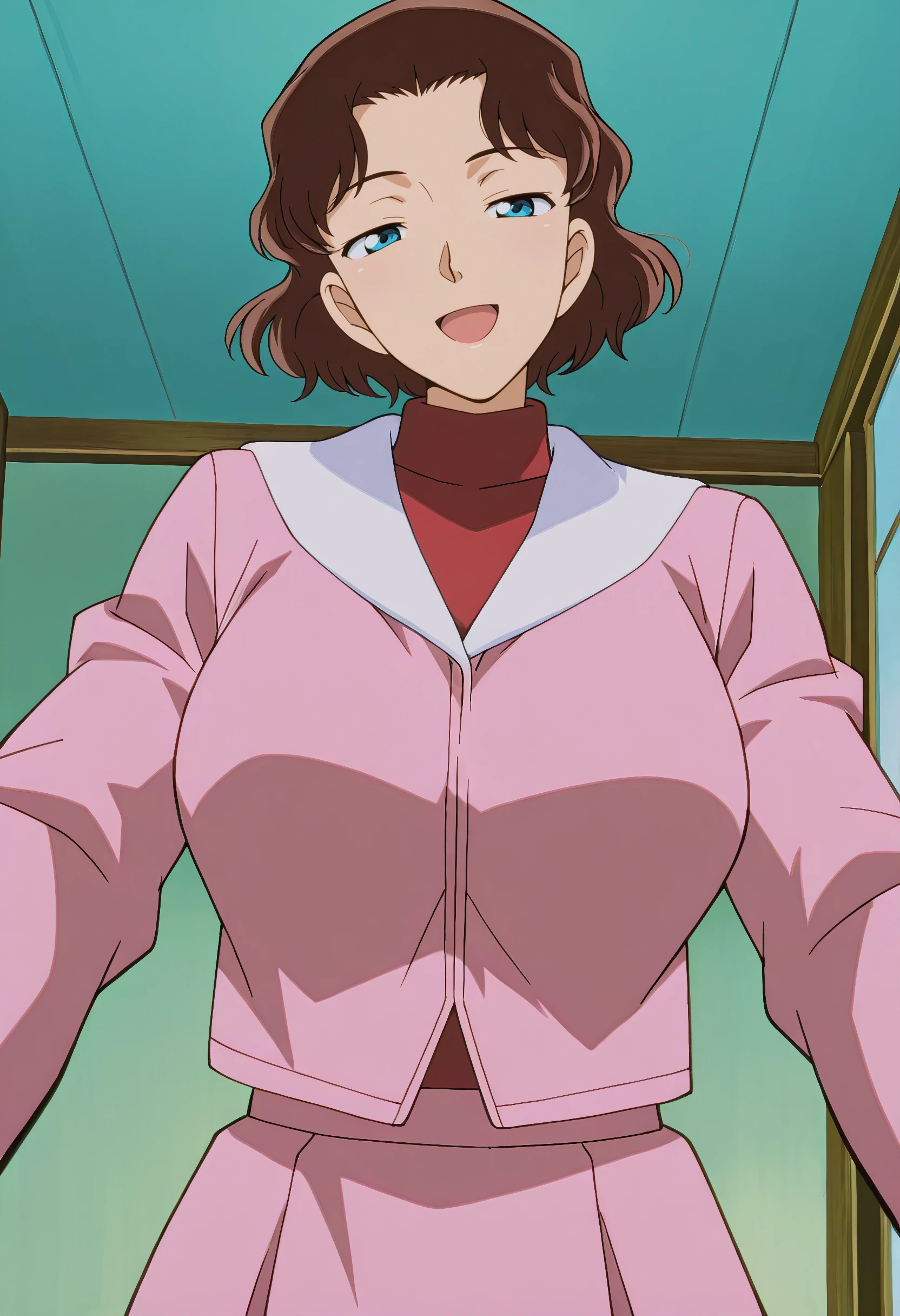sumireko ogawa, One Girl,,Thick eyebrows, Large Breasts, Huge breasts, ,(Black long camisole dress、White turtleneck sweater、Long sleeve、Vertical sweater、White knit sweater)、score_9, score_8_Excellent, score_7_Excellent, score_6_Excellent, score_5_Excellent, score_4_Excellent, break,One Girl in full growth, 最high quality, masterpiece, Very detailed, high quality,good quality,1 Girl,(masterpiece,High resolution, Very detailed,8k,16K),Displaying the viewer、Brown Hair、