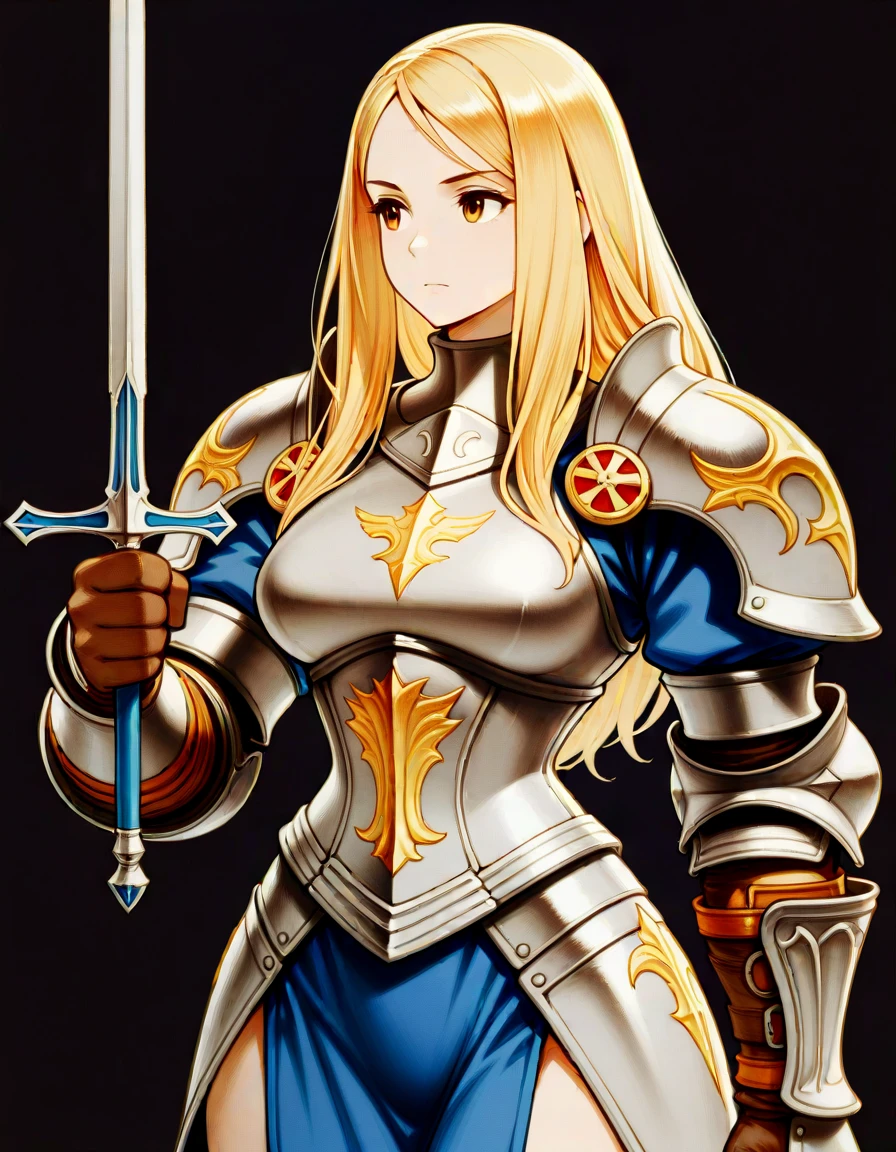 masterpiece, best_quality, very_aesthetci absurdres,
<lora:negXL:0.5> <lora:FFT_IL:1> fft, oil painting \(medium\), , , solo,1boy,upper body, holding weapon, curvy ,Paladin, muscular build, ornate silver armor, fantasy art, black background,