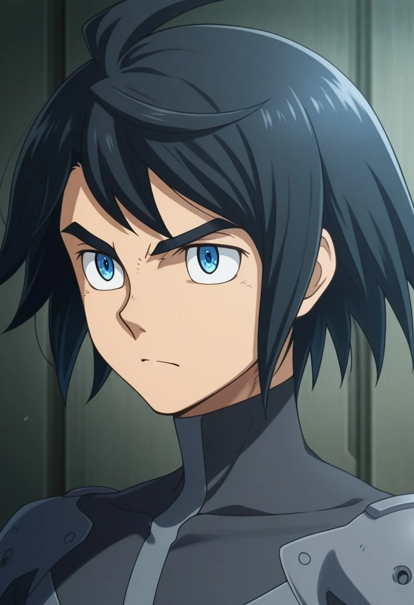 masterpiece,best quality,amazing quality, source_anime,
Mikadzukiogasu, 1boy, male focus, solo, blue eyes, black hair, , turtleneck, serious, portrait,