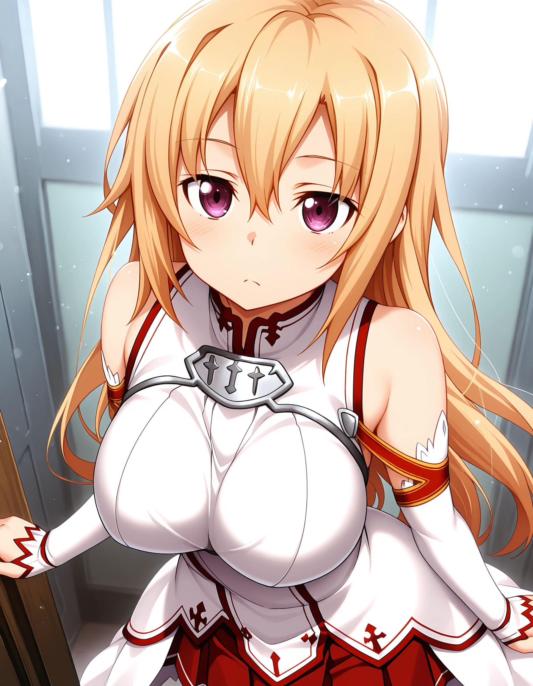 sucking dick, blowjob, open mouth, saliva, drooling, wet, cum on mouth, cum on tongue, cum on face, big boobs, big ass, big thighs, blush, crossed-eyes, front view, looking at the viewer, milf, ahegao, rolling eyes, tongue, asuna