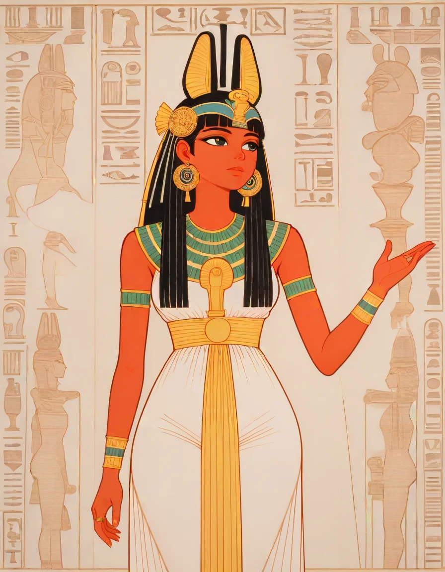 <lora:negXL:0.5> > masterpiece, best_quality, very_aesthetic, highres, absurdres, ultra detailed,
<lora:Egypt_IL:1>
egypt, traditional media,mural,high contrast,egyptian art,1girl goddess , dark skin, earrings, ,rings, ,aura, ancient egyptian clothes,