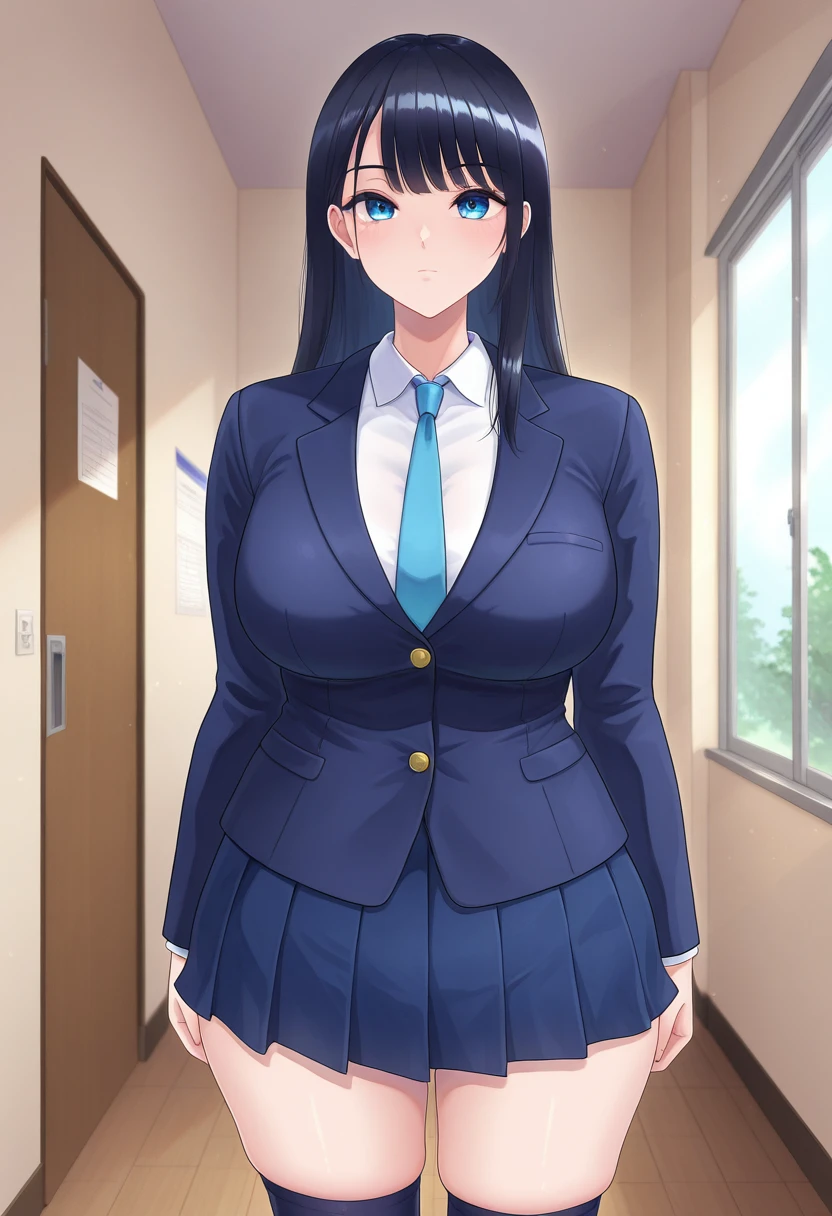 A dark-haired、Wavy hair、Business suits、Colossal tits、erect through、aunty、Soft smile、School staff room、Full body like