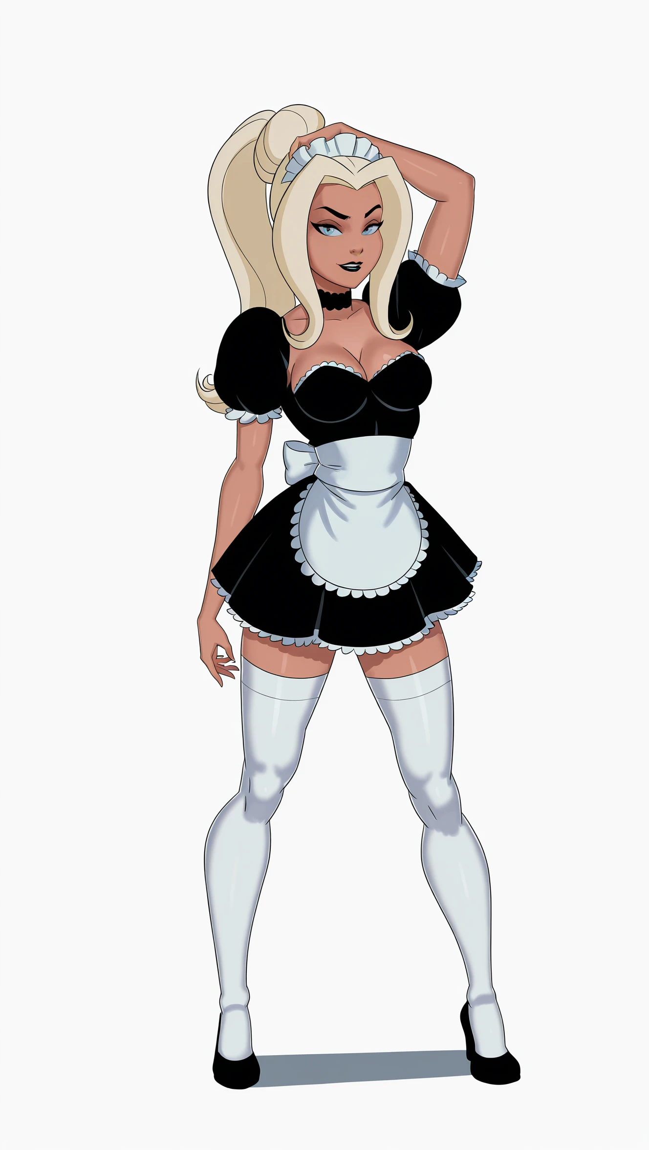 score_9, score_8_up, source_アニメ,Big Breasts,launch bad, blonde hair, long hair, curly hair, green eyes,,latex,garter belt,Reverse Bunny Suit,High heels,gloves,shiny skin,Constraints,corset,,gloves,Wet and see-through,Areola,Pussy juice,Exquisite face