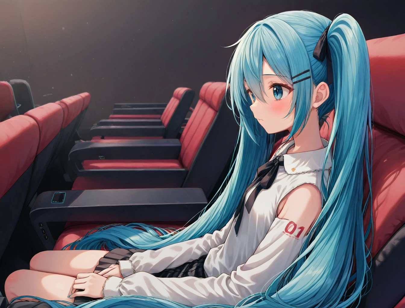 <lora:movie_theater_XL_illustrious-noob_v1:1> movie theater,1girl,from side, hatsune miku,, best quality, masterpiece, high quality, highres, absurdres ,<lora:NoobV065sHyperDmd:1>
