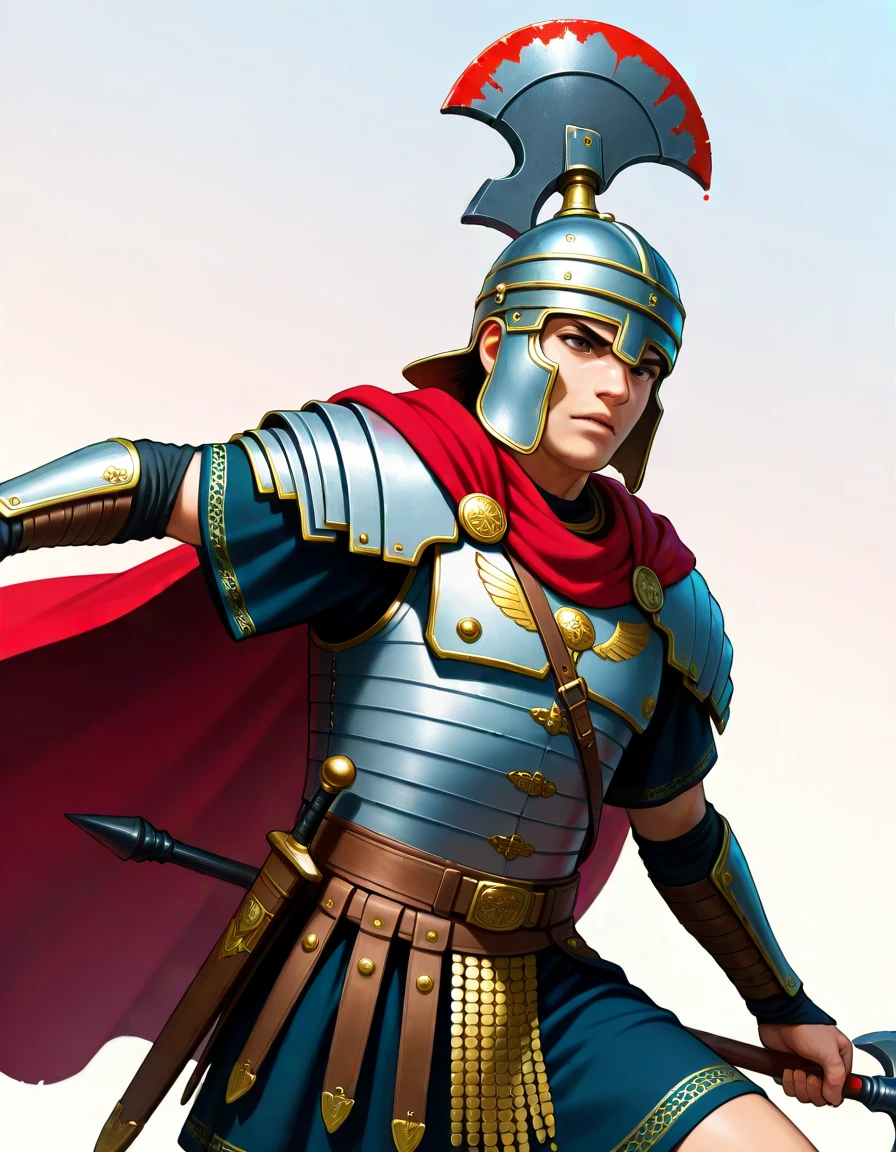masterpiece, best_quality, very_aesthetic, highres, absurdres, ultra detailed,
<lora:negXL:0.5> <lora:RomanLegionary_IL:0.9>
romanlegionary, armor, weapon, holding, holding weapon, sheath, breastplate, cape, chainmail
holding axe, halberd,
1boy,
upper body,
dynamic pose,
simple background,
anime screenshot, ,Ink,Charcoal
, gradient background ,
,pastel colors, ,
Extreme close-up,