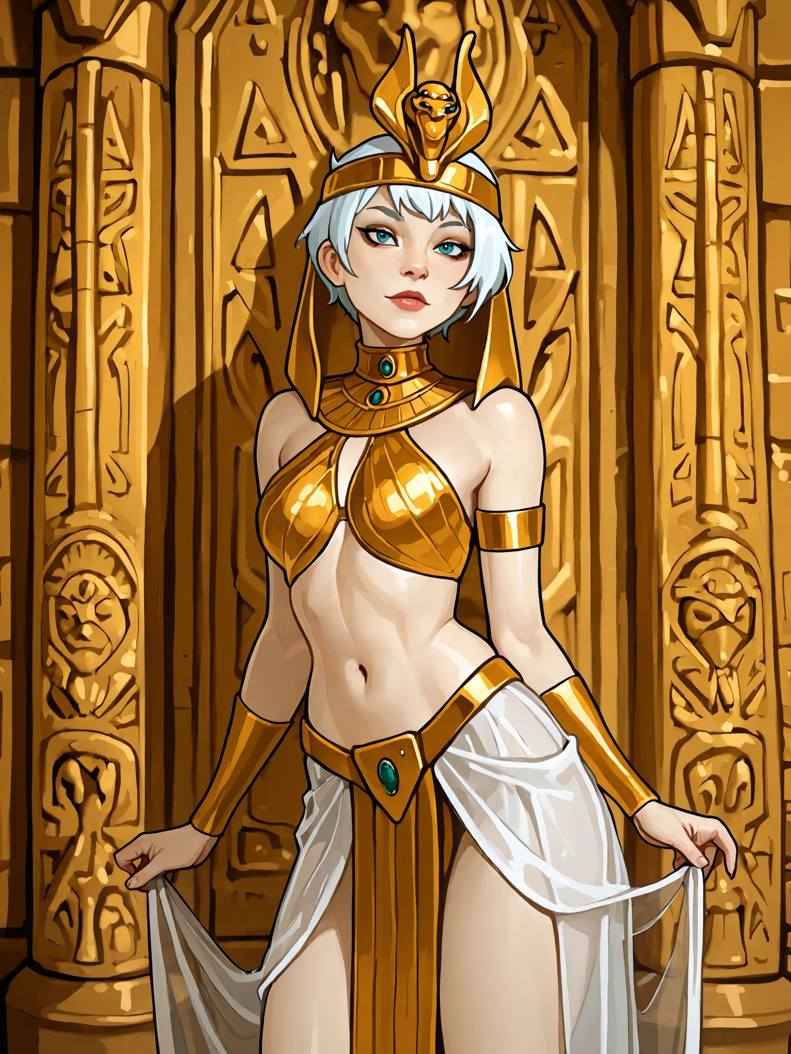 Android 18, completely naked and with a mean face