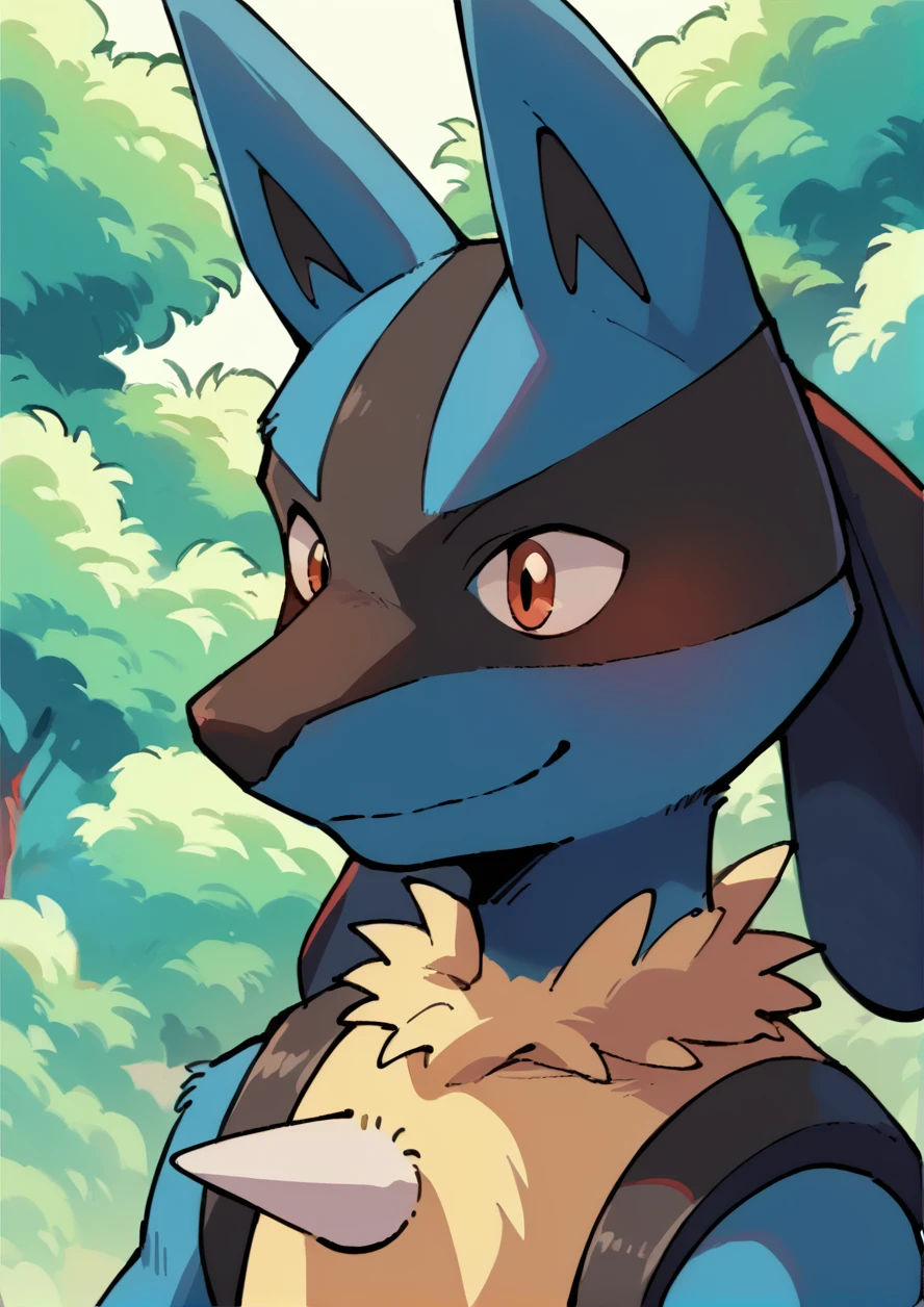 score_9, score_8up, score_7up, score_6up, source_anime, masterpiece, best quality, high quality, retro style, 1boy,lucario pokemon, (furry), upper body, smile, outdoors, <lora:Lucario:1> <lora:SakuraSakuma1982StylePony:1>