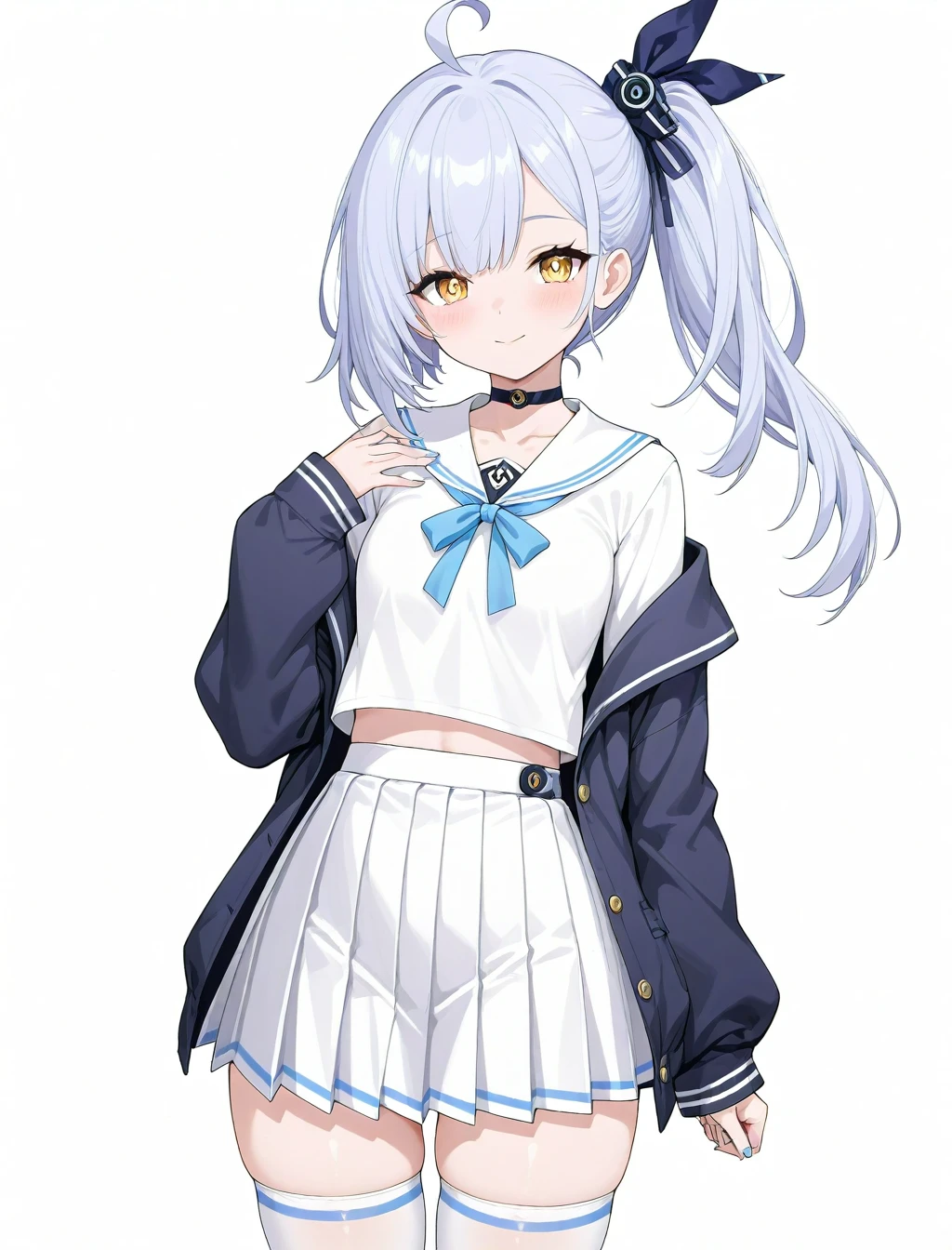 <lora:navi_XL_illustrious-noob_v1:1> 1girl, navi \(azur lane\), school uniform, blue ribbon,, best quality, masterpiece, high quality,  highres, absurdres ,<lora:NoobV065sHyperDmd:1>