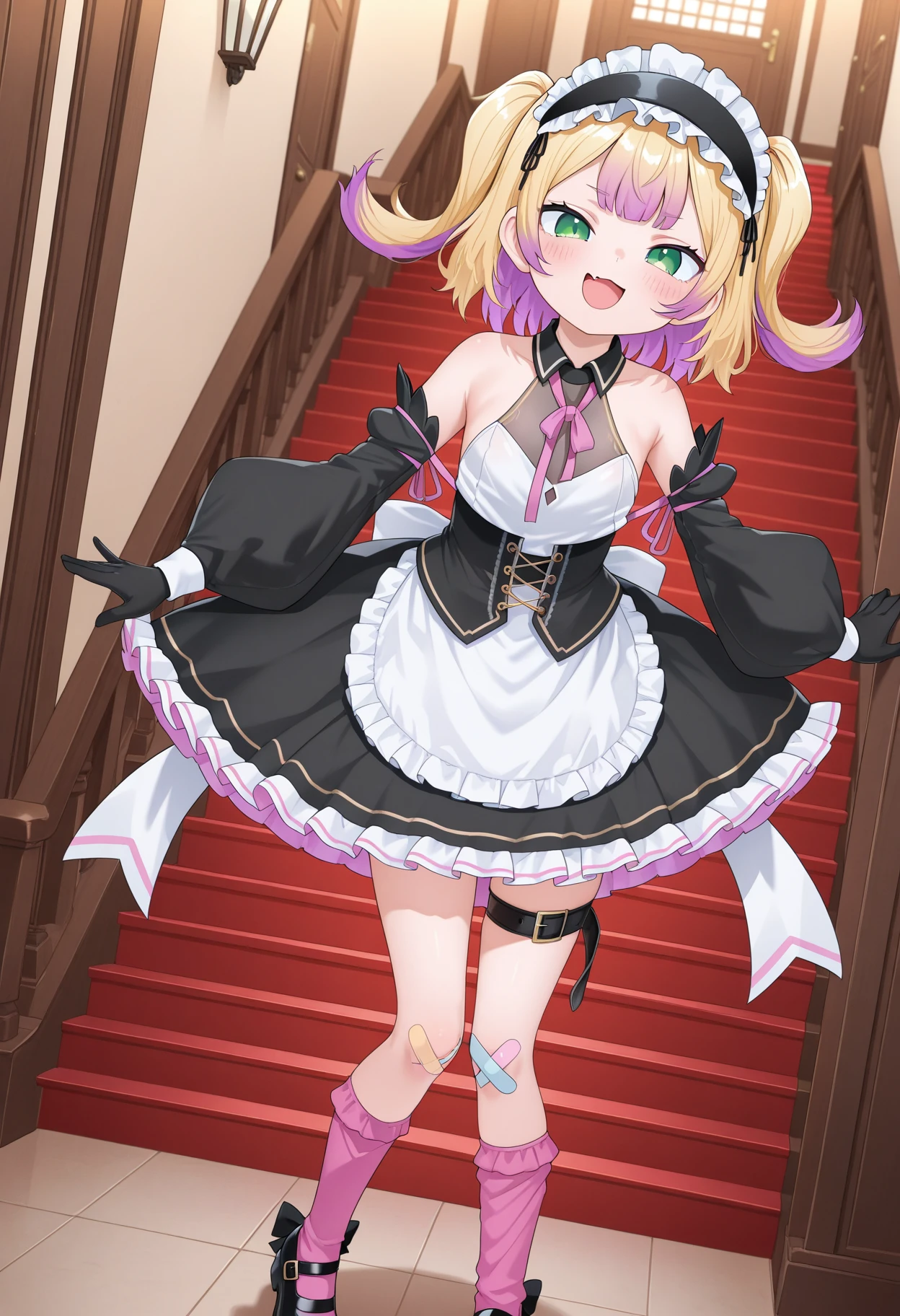 Hifumi, Hifumi_blue_archive, mind break, yandere, obsessive, high quality, professional work, popular, blue archive style, anime style, detailed, full body, heart shaped pupils, smugish, smug, wants sex, is horny, Yandere, maid outfit, maid, erotic clothes, mansion, 1 girl, lift skirt, wet panties, panties, tight panties