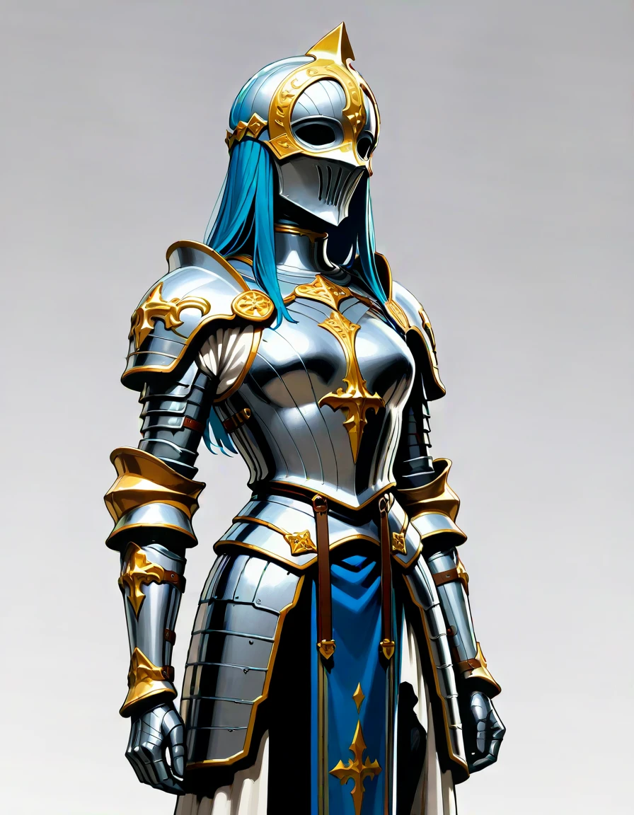 masterpiece, best_quality, very_aesthetic, highres, absurdres, ultra detailed,
Tabard
Great Helm
Cuirass,Culet
Rerebrace,Vambrace
Fauld,Culet
Solleret,Cuisses
<lora:negXL:0.5> <lora:armored_dress_IL:1>