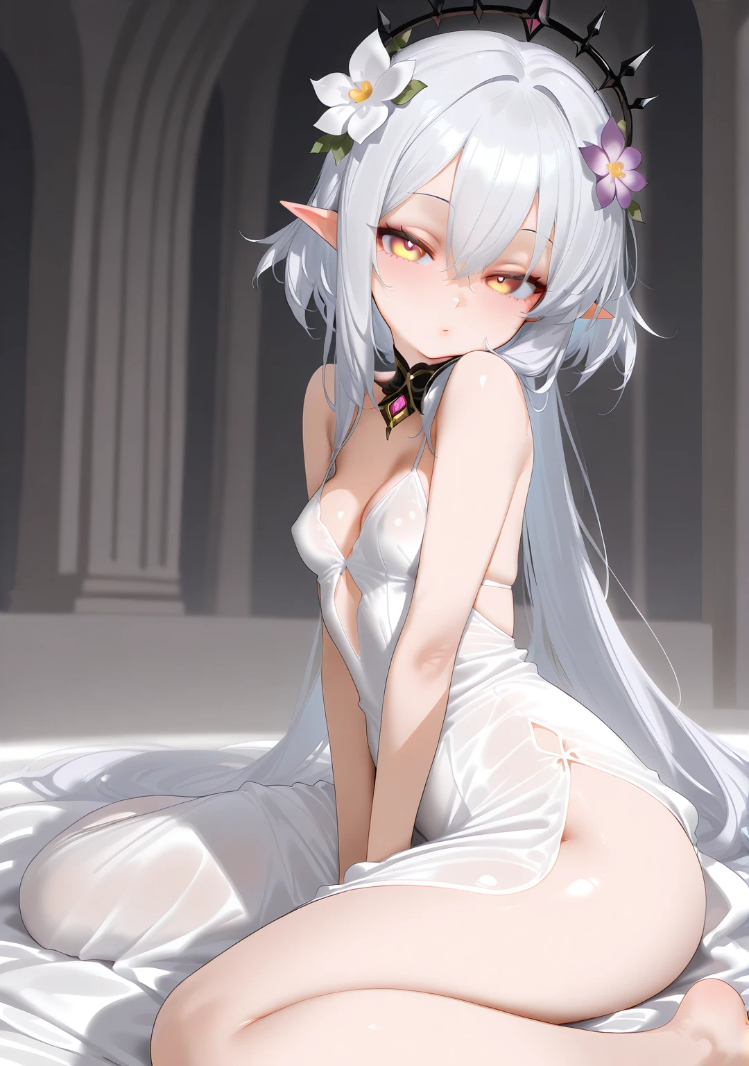Boosette, doing splits, breasts out, no underwear