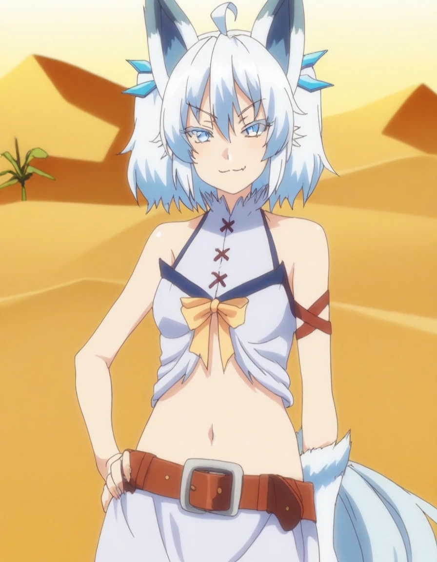 Setsuna, anime, 1girl, best quality, short hair, belt, wolf girl, animal feet