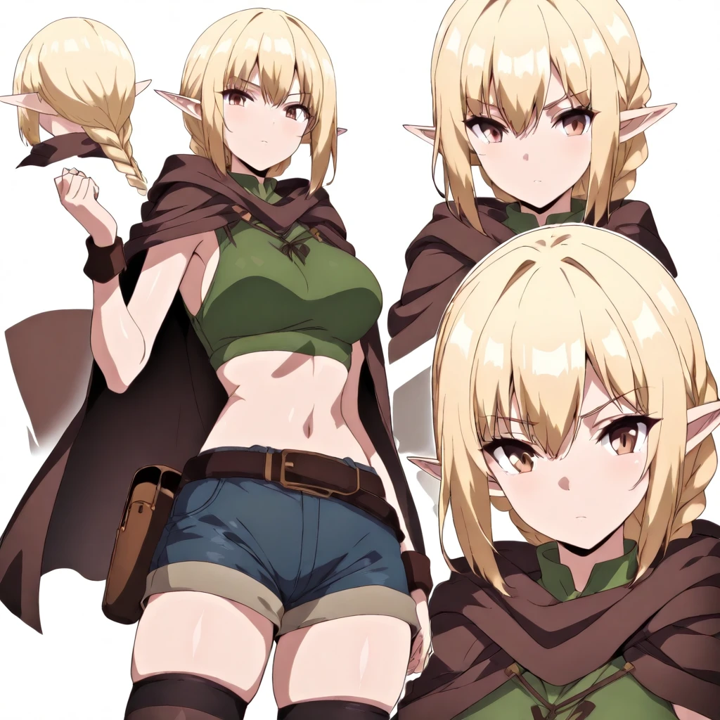 greenskin, hair blonde, purples eyes, big breasts, garota goblin