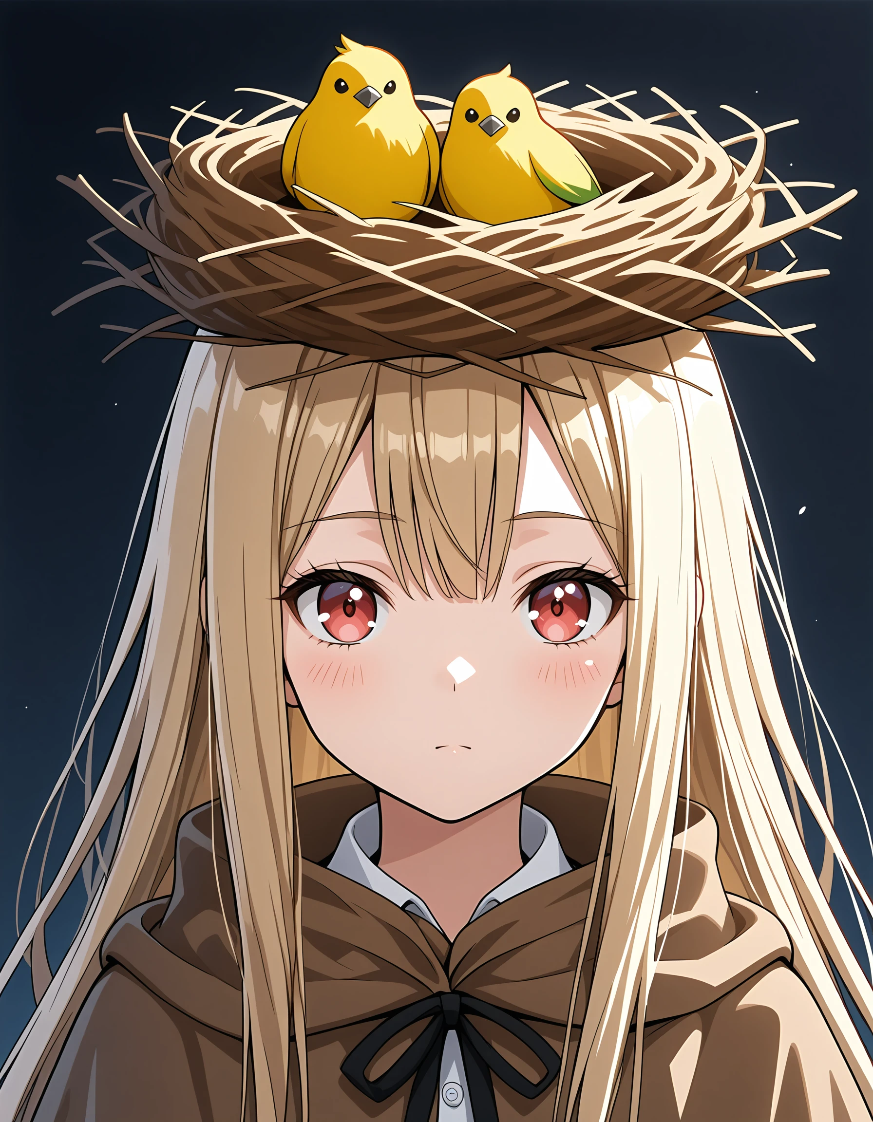 <lora:bird_nest_on_head_ill_v1.0:0.6> bird_nest_on_head, 1girl, looking at viewer,