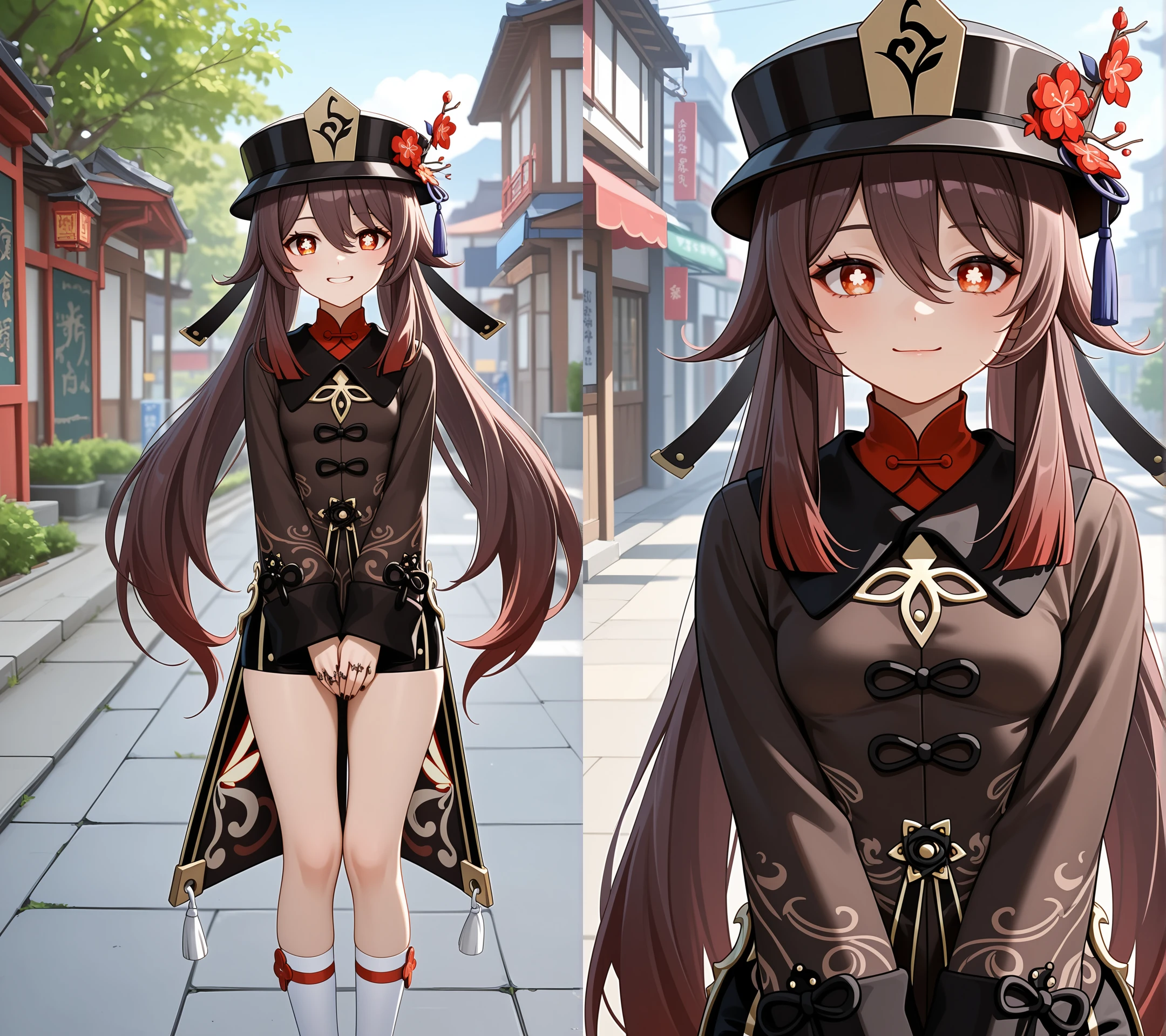 anime,<lora:Body Type Slider - Illustrious_alpha1.0_rank4_noxattn_last:0>,<lora:Nipple Size Slider_ILXL:-1>,<lora:SkindentationSlider:1>,hu tao \(genshin impact\),outdoors,in public,<lora:SideboobSlider1.1_alpha1.0_rank16_full_200steps:0.25>,straight-on,very small breasts,v arms,