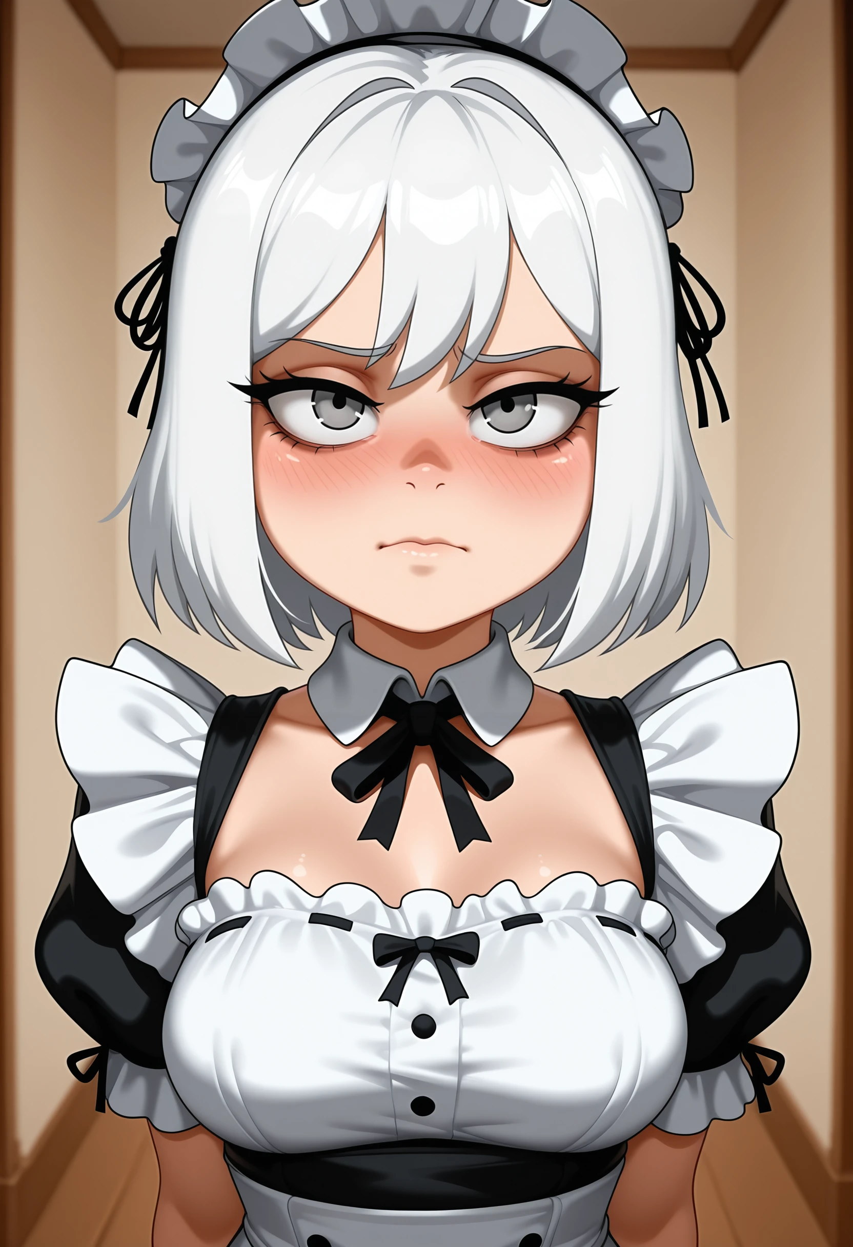 masterpiece, best quality, amazing quality, very aesthetic, absurdres, newest, <lora:FCute3ILf:1> fcs3ilf, 1girl,maid, upper body, blush, looking at viewer, blush,