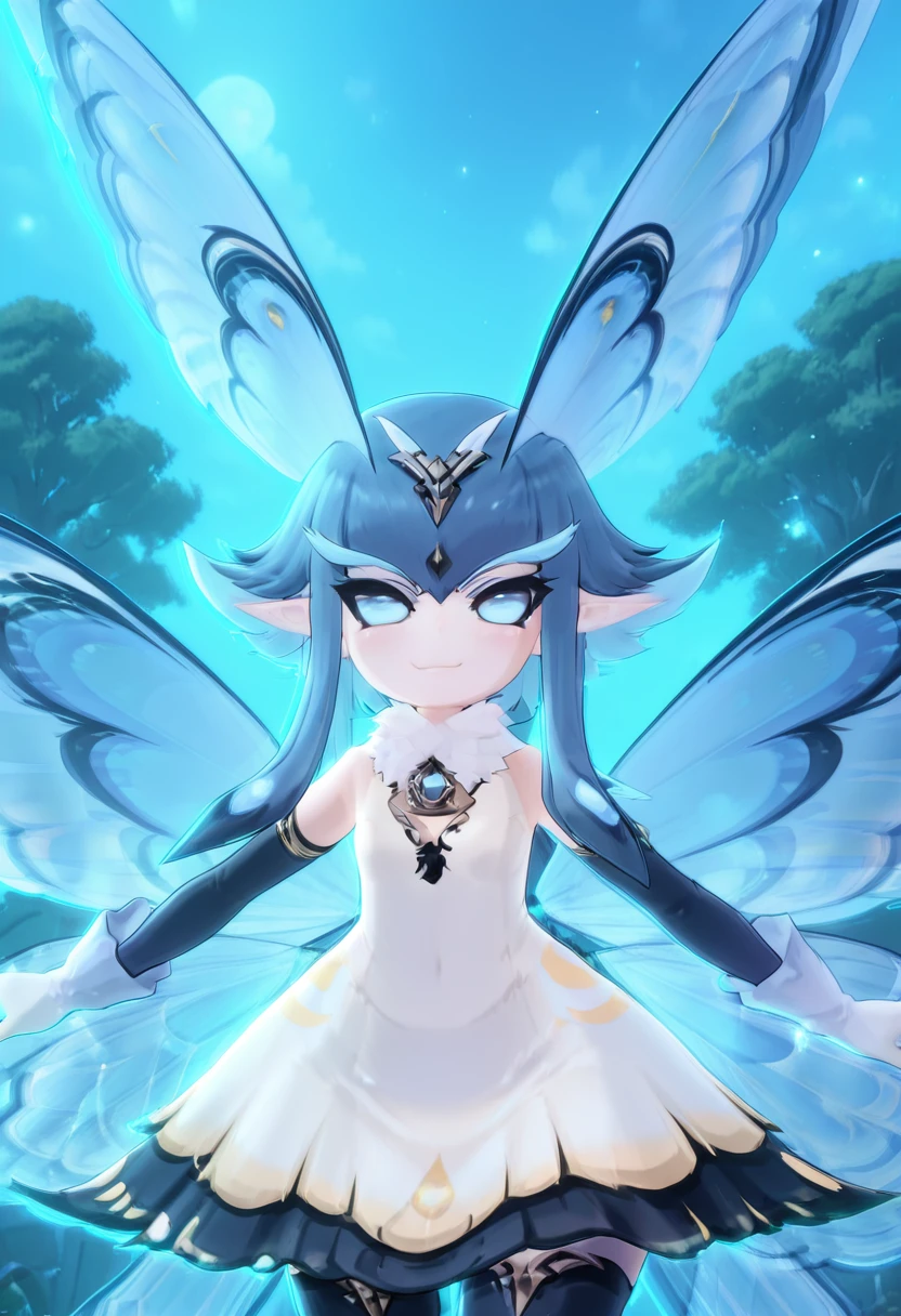 masterpiece, best quality, solo, curvy, beautiful eyes, narrow waist, wide hips, 1girl, solo, smile, looking at viewer, close up, zzPhantomfly, looking at viewer, smile, fur collar, dress, wings, butterfly wings, ,<lora:Phantomfly_AzurProm_IXL:1.0>, , smile, looking at viewer, cowboy shot, leaning forward, smug, aged up, <<lora:MantisIXL_v2:0.8>,