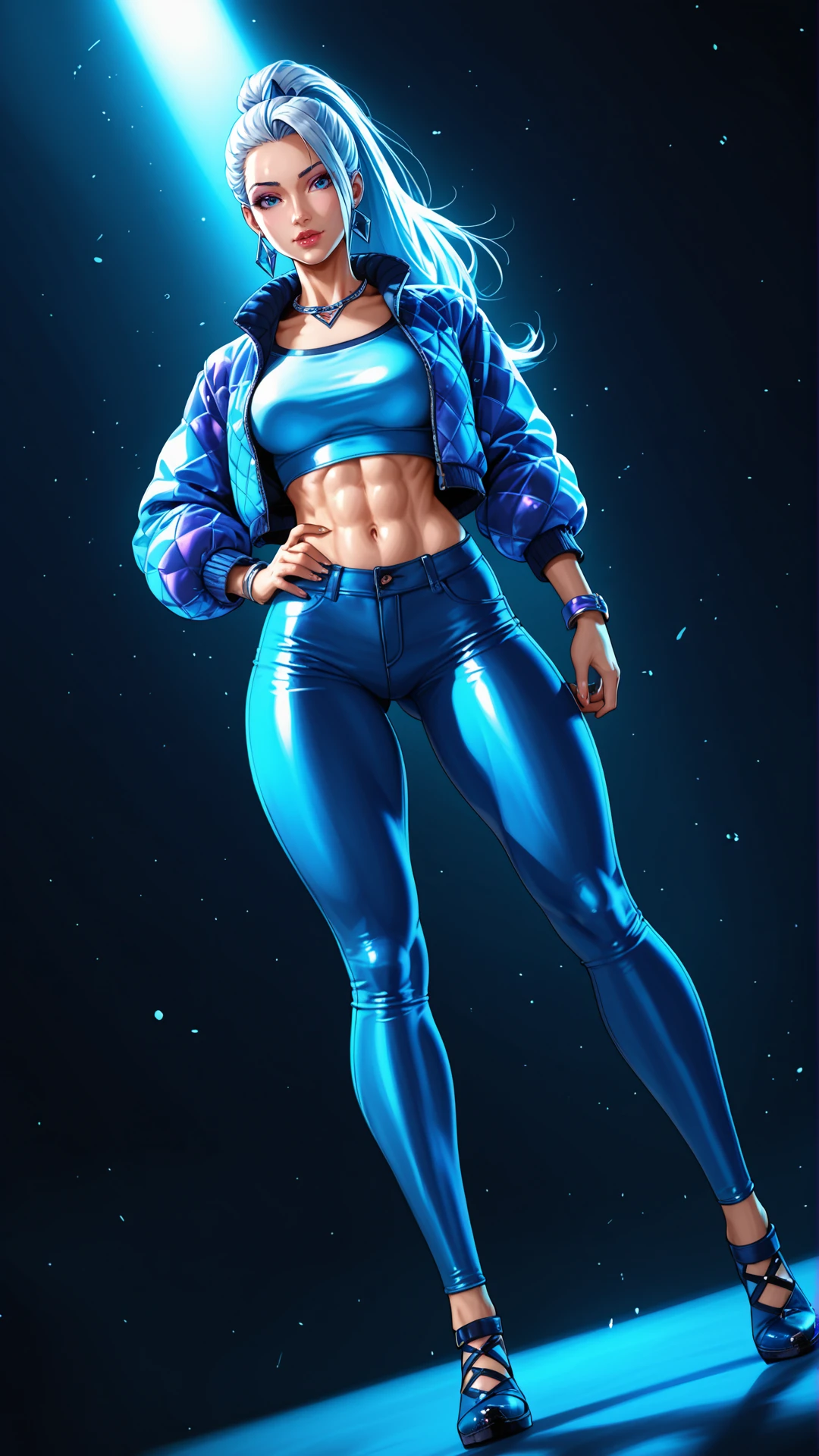 score_9, score_8_up, score_7_up, score_6_up, highres, sharp focus, cinematic lighting, hdr, high contrast, <lora:Kaos_pony:0.8>, dark background, random angle, dynamic angle, 1girl, league of legends, k/da all out, kai'sa, full body,